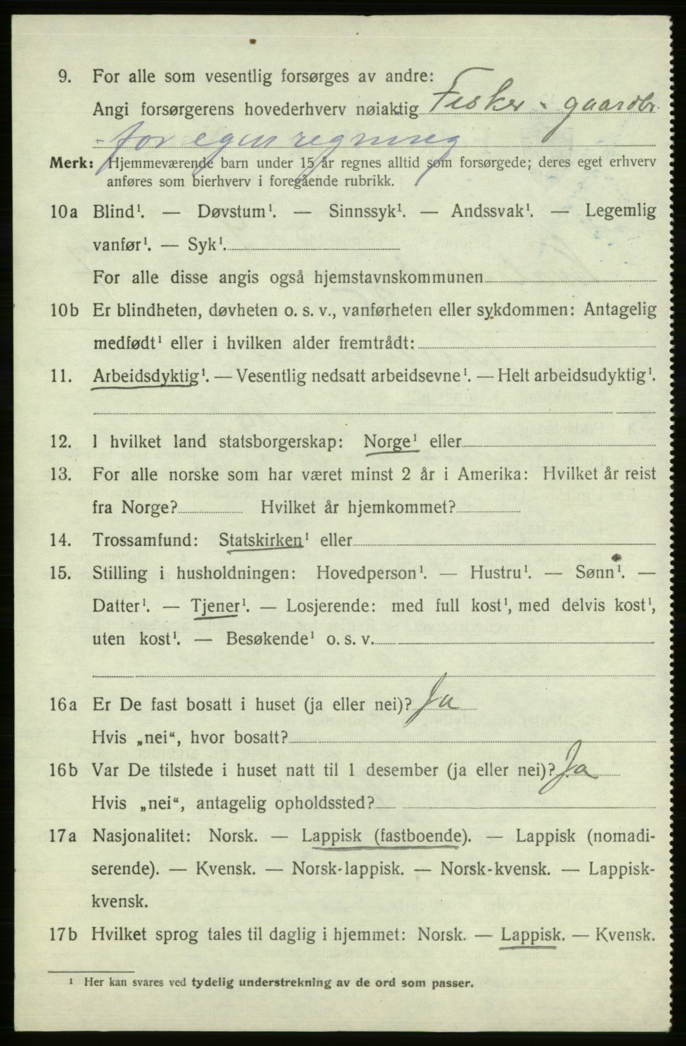 SATØ, 1920 census for , 1920, p. 2439
