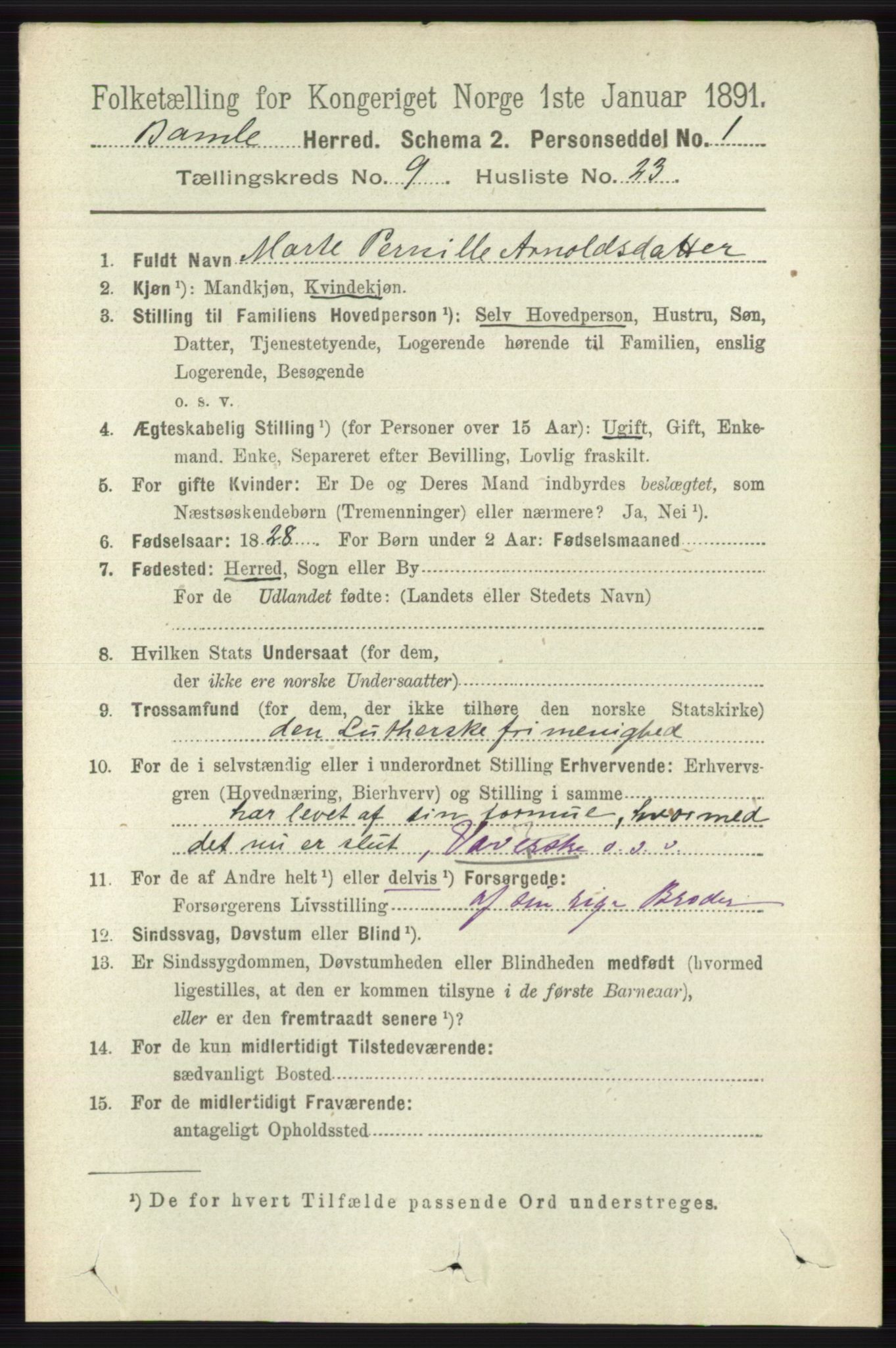 RA, 1891 census for 0814 Bamble, 1891, p. 4352