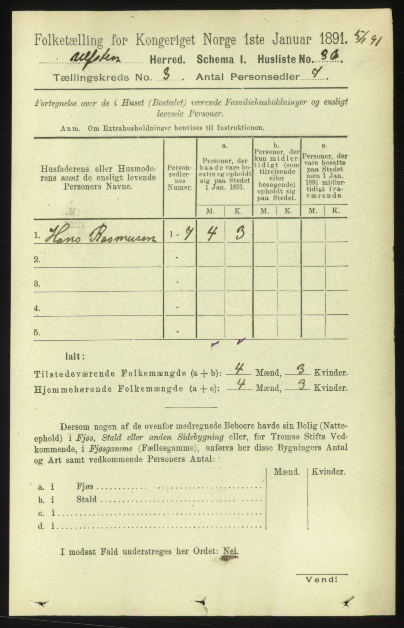 RA, 1891 census for 1516 Ulstein, 1891, p. 764