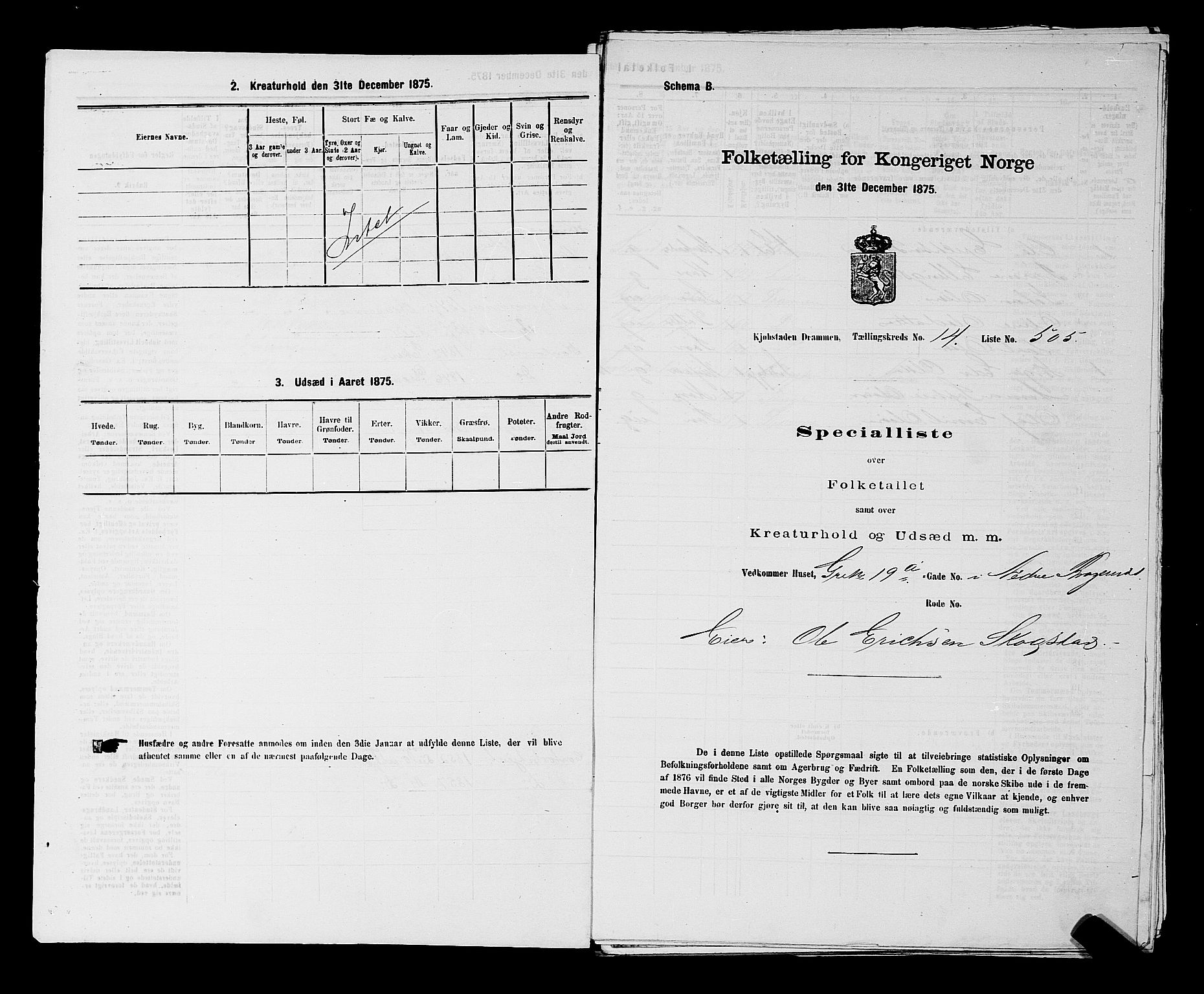 SAKO, 1875 census for 0602 Drammen, 1875, p. 1560