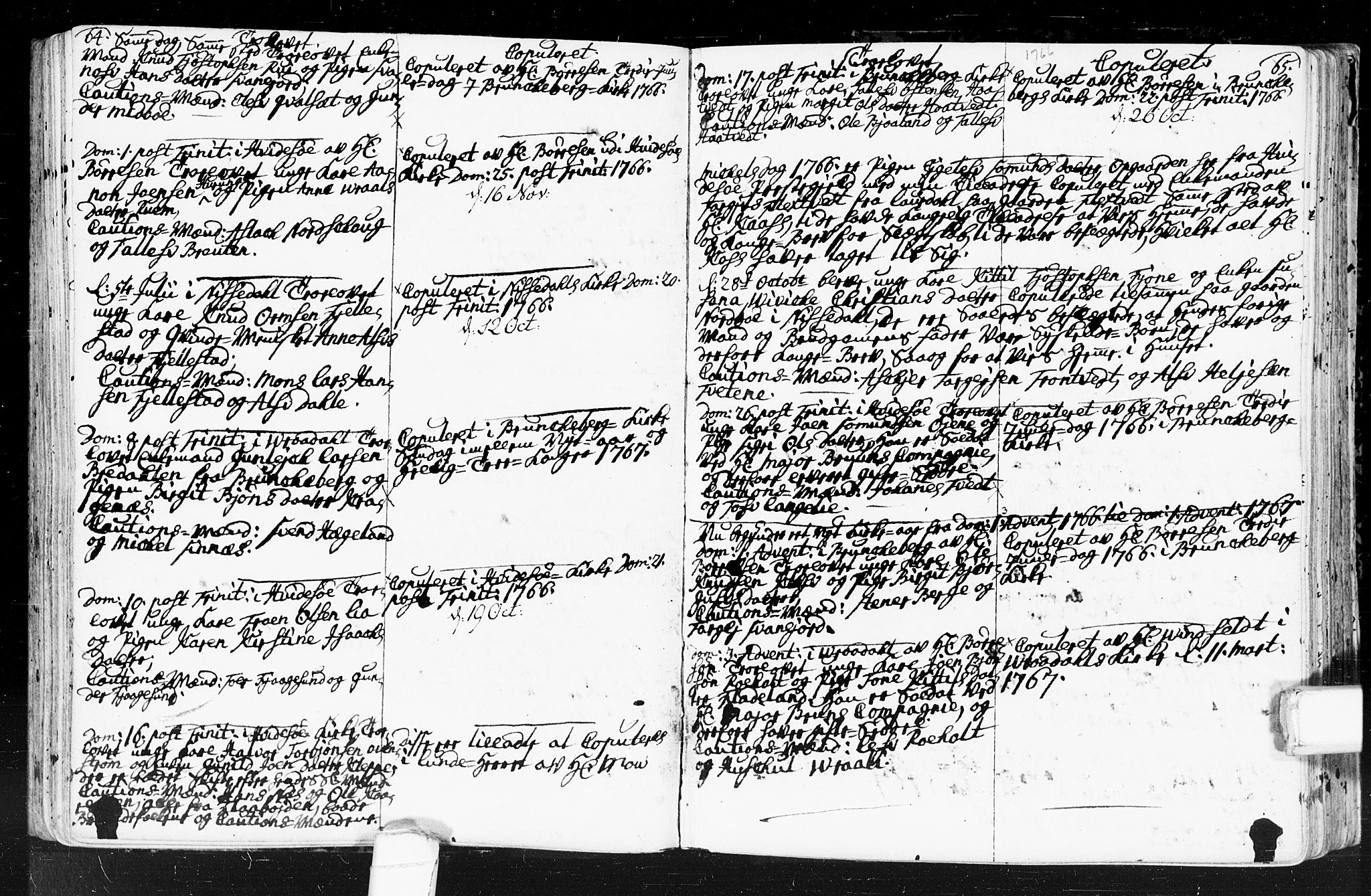 Kviteseid kirkebøker, SAKO/A-276/F/Fa/L0001: Parish register (official) no. I 1, 1754-1773, p. 64-65