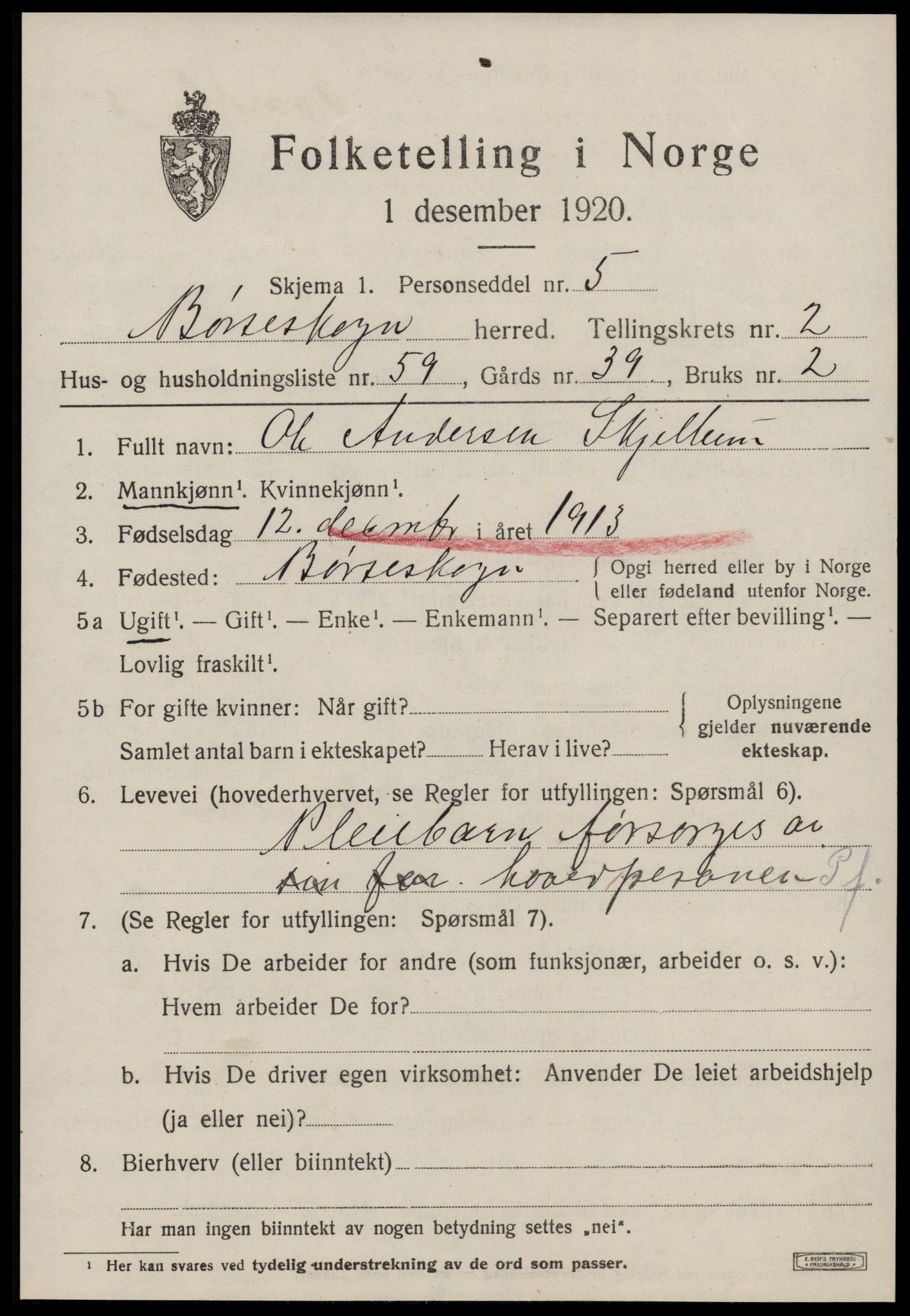 SAT, 1920 census for Børseskogn, 1920, p. 1932