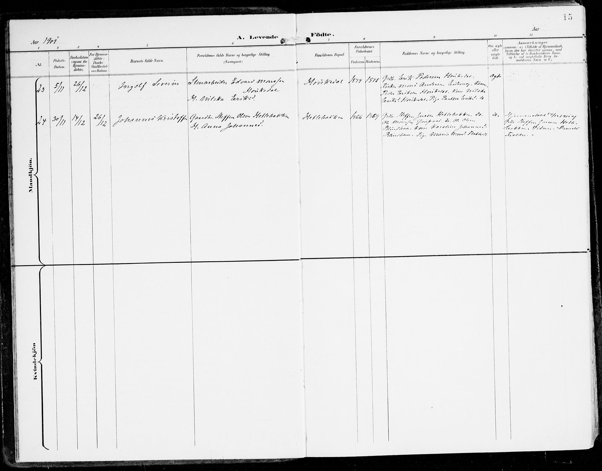 Hamre sokneprestembete, AV/SAB-A-75501/H/Ha/Haa/Haad/L0002: Parish register (official) no. D 2, 1899-1916, p. 15