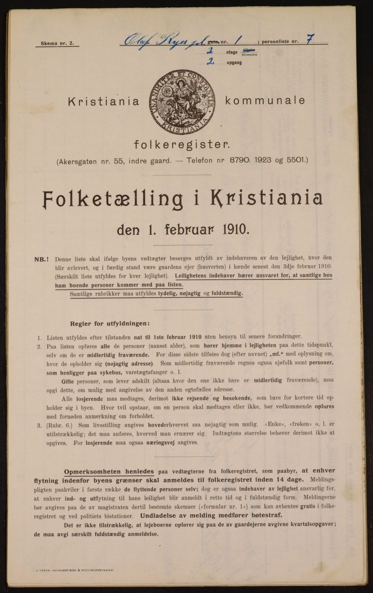 OBA, Municipal Census 1910 for Kristiania, 1910, p. 72308