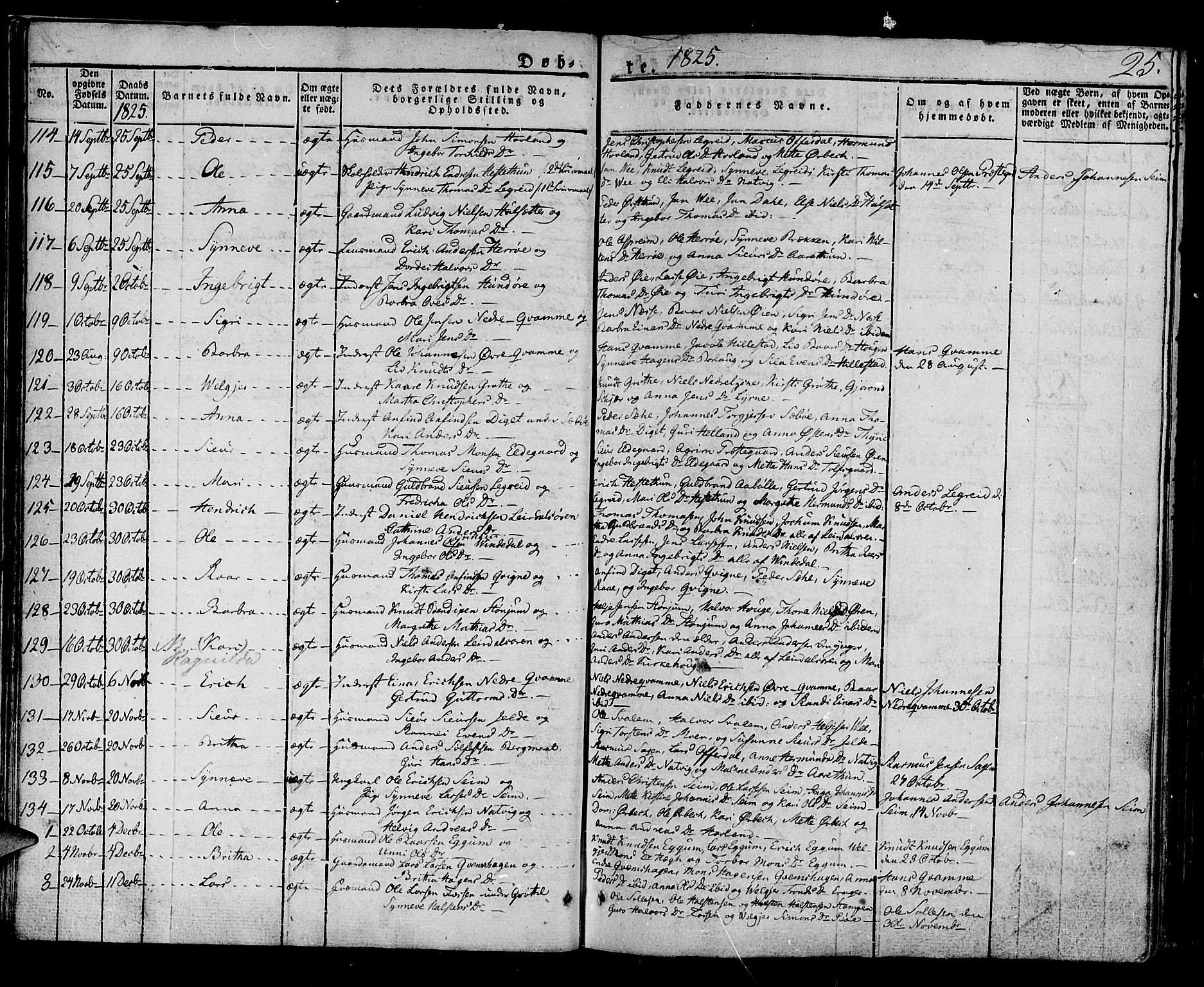 Lærdal sokneprestembete, AV/SAB-A-81201: Parish register (official) no. A 5, 1822-1834, p. 25