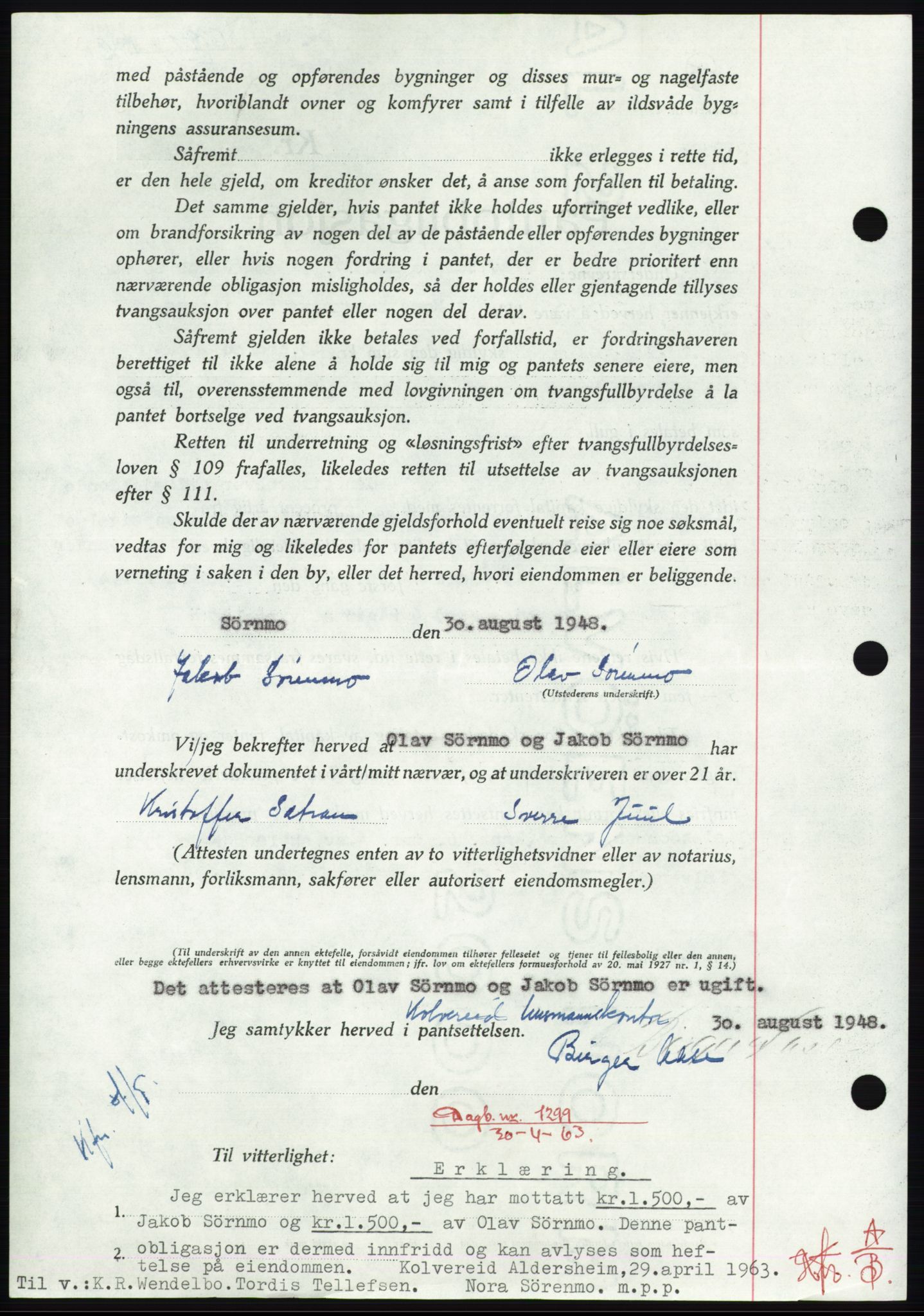 Namdal sorenskriveri, AV/SAT-A-4133/1/2/2C: Mortgage book no. -, 1948-1948, Diary no: : 2389/1948