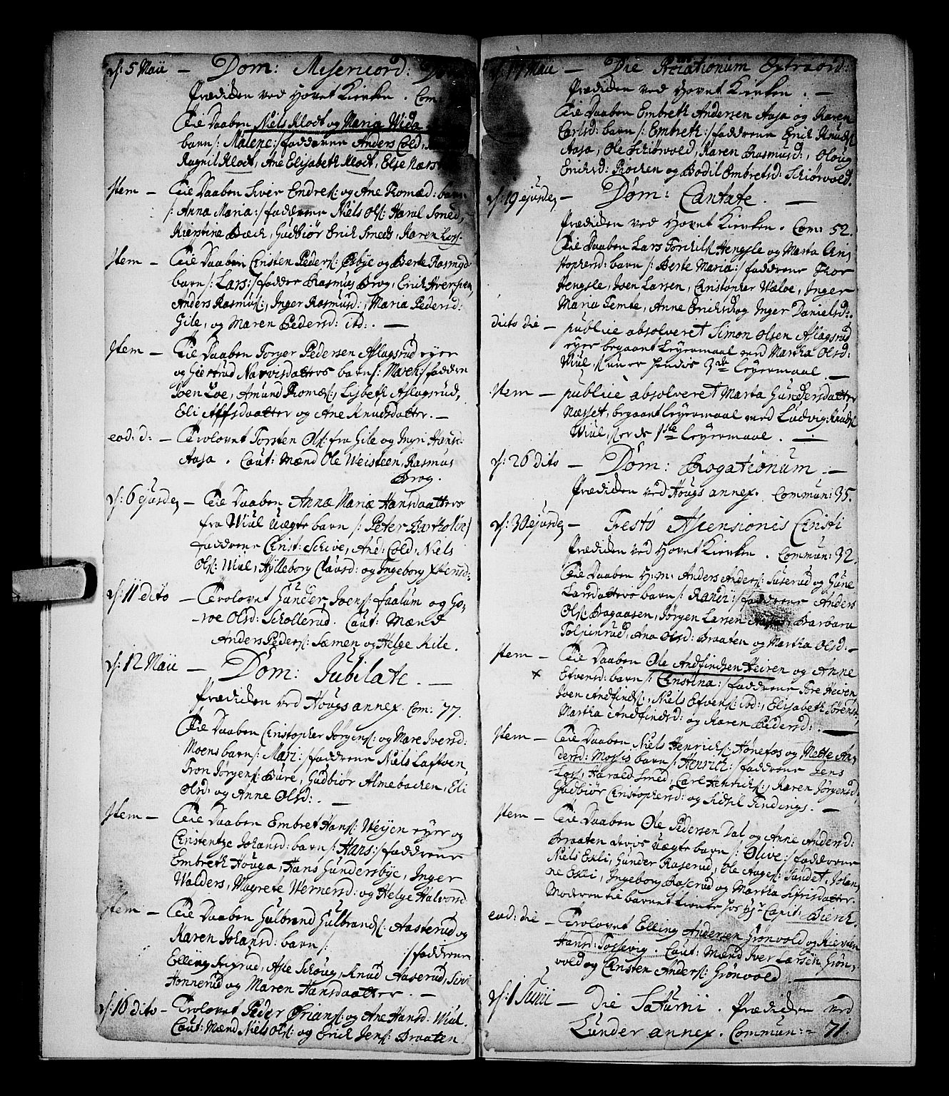 Norderhov kirkebøker, AV/SAKO-A-237/F/Fa/L0002b: Parish register (official) no. 2B, 1726-1739, p. 284-285