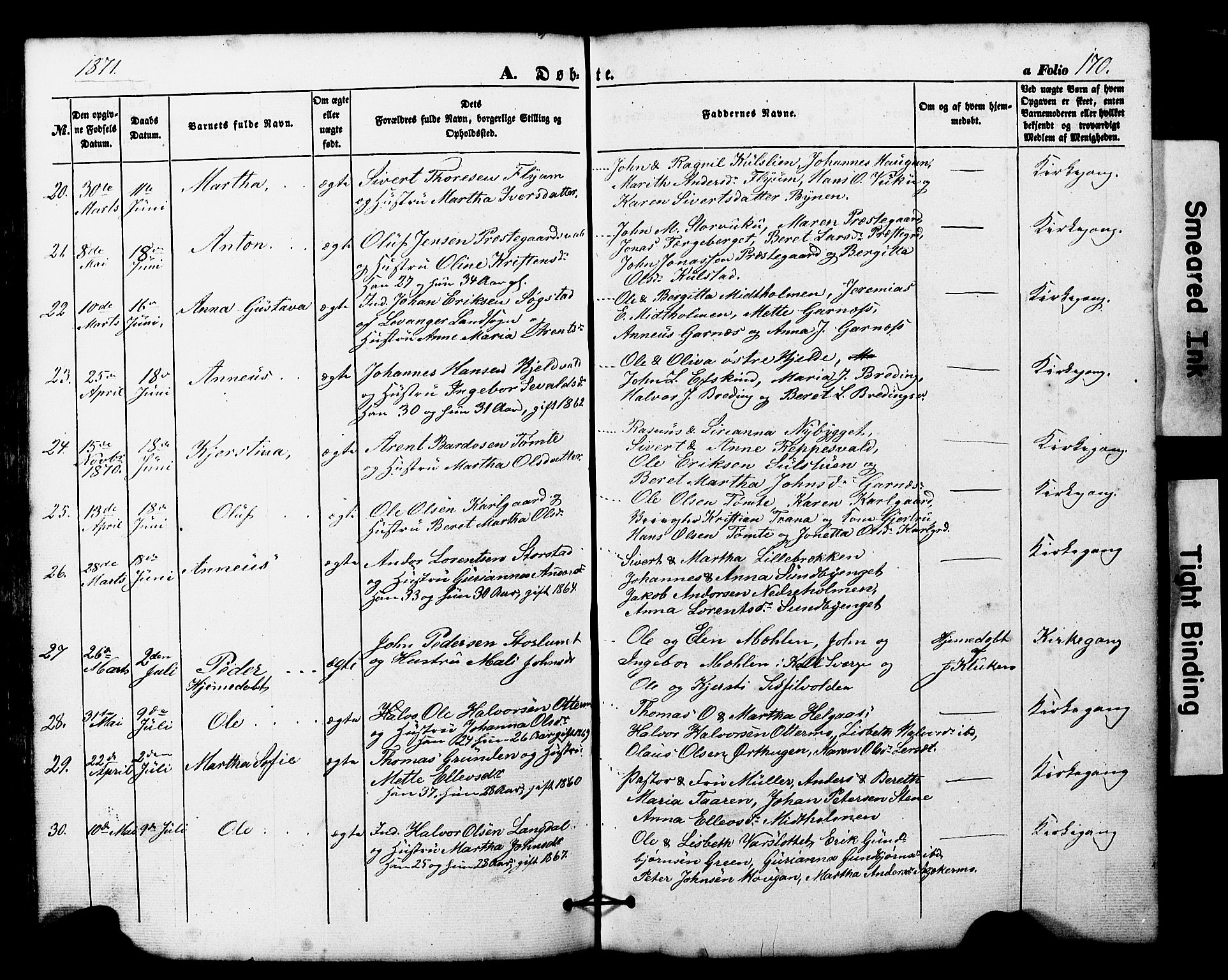 Ministerialprotokoller, klokkerbøker og fødselsregistre - Nord-Trøndelag, SAT/A-1458/724/L0268: Parish register (copy) no. 724C04, 1846-1878, p. 170