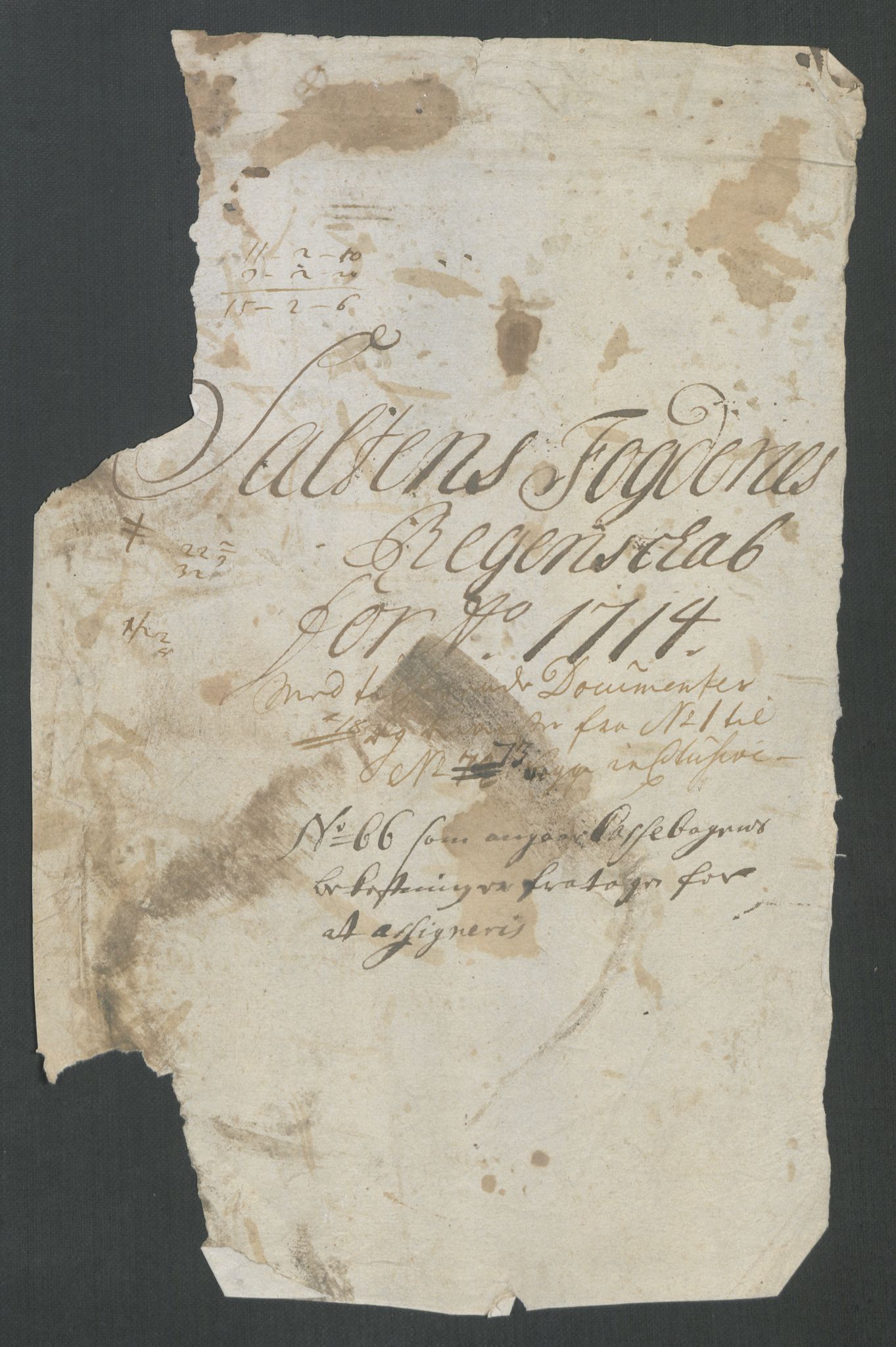 Rentekammeret inntil 1814, Reviderte regnskaper, Fogderegnskap, AV/RA-EA-4092/R66/L4584: Fogderegnskap Salten, 1714, p. 3