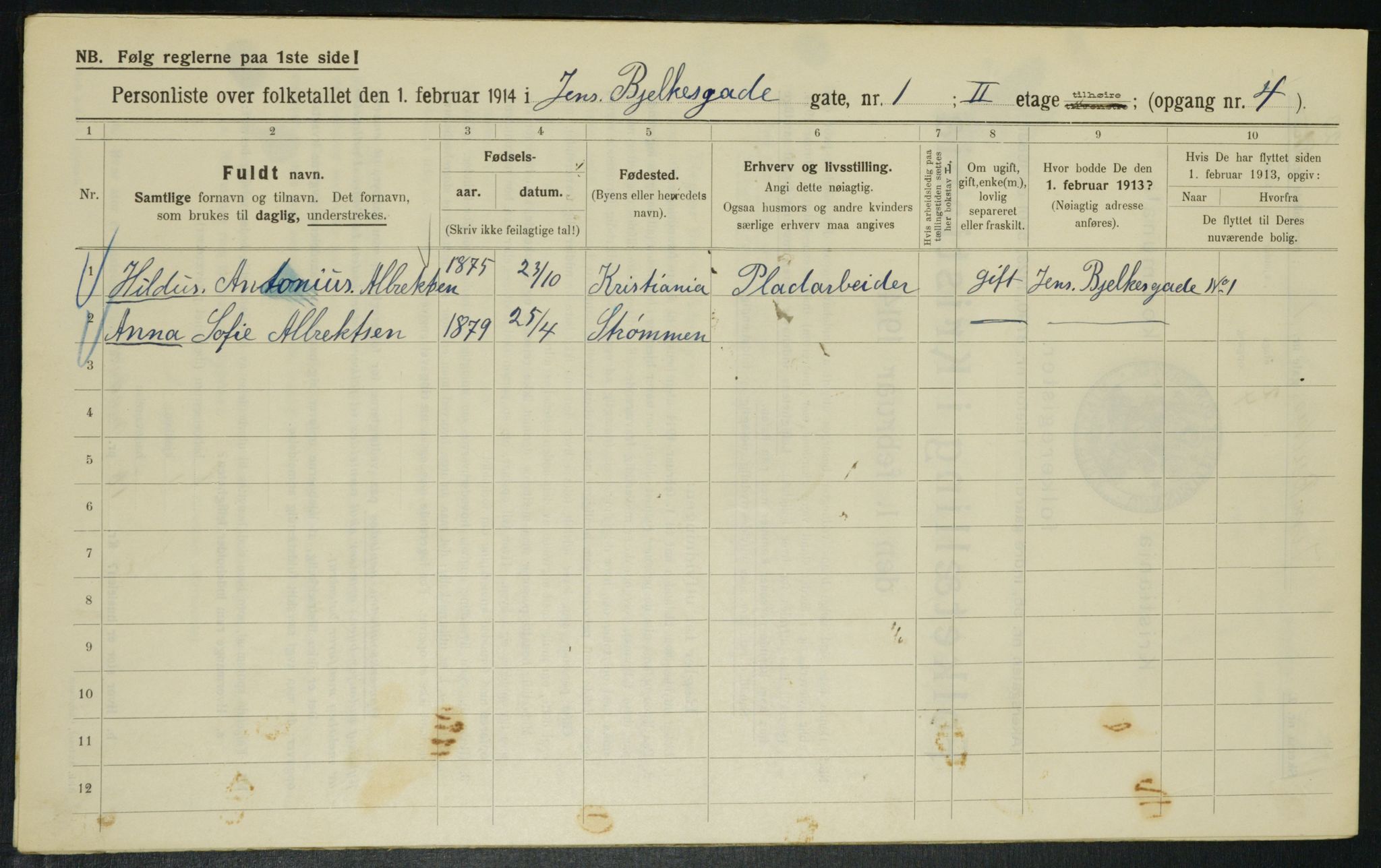 OBA, Municipal Census 1914 for Kristiania, 1914, p. 45472