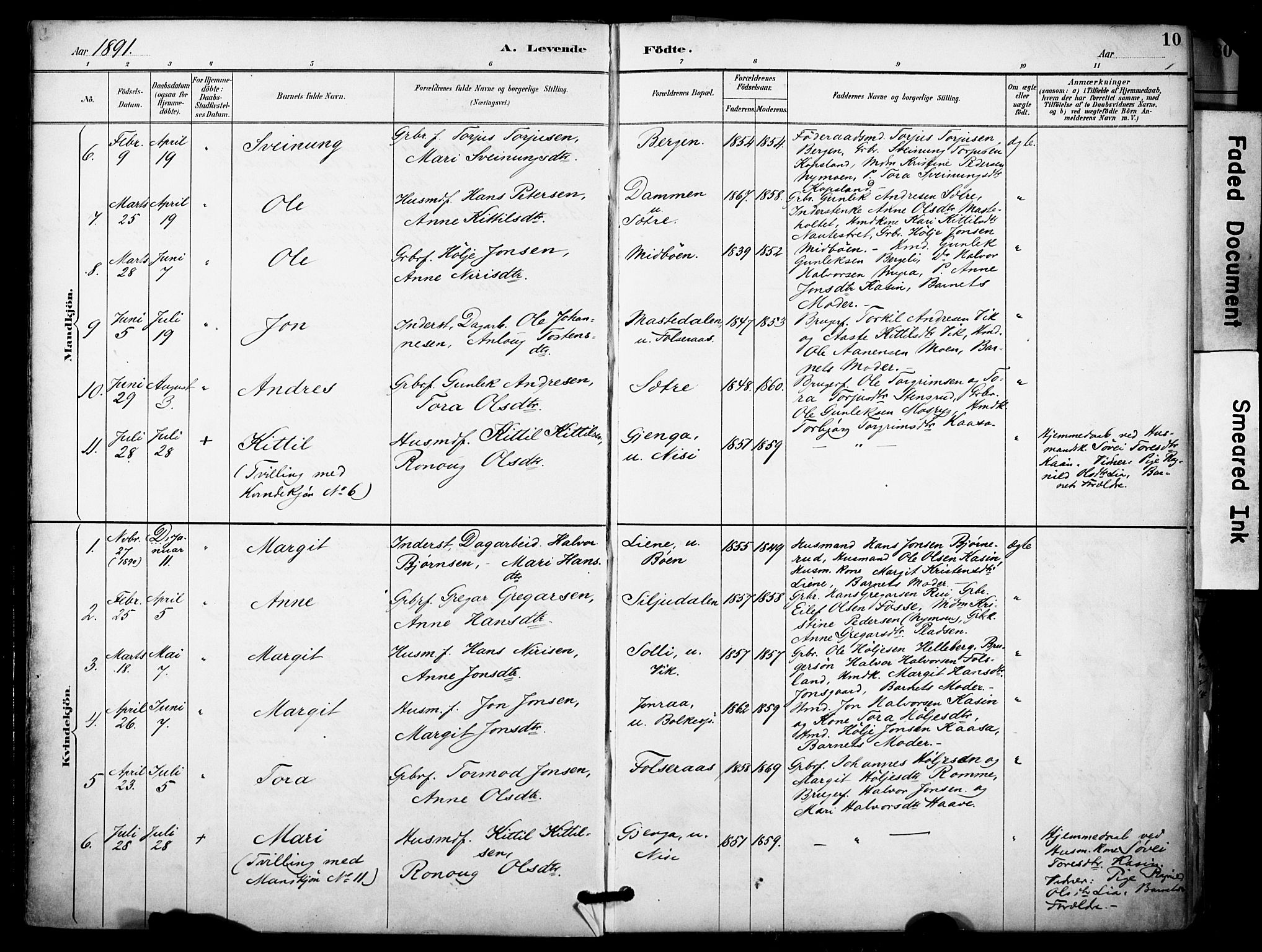 Gransherad kirkebøker, SAKO/A-267/F/Fa/L0005: Parish register (official) no. I 5, 1887-1916, p. 10
