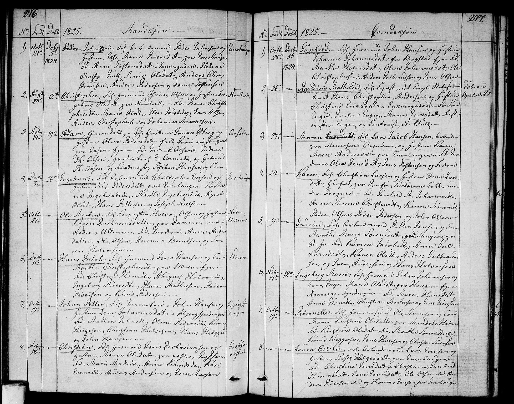 Aker prestekontor kirkebøker, SAO/A-10861/F/L0012: Parish register (official) no. 12, 1819-1828, p. 276-277