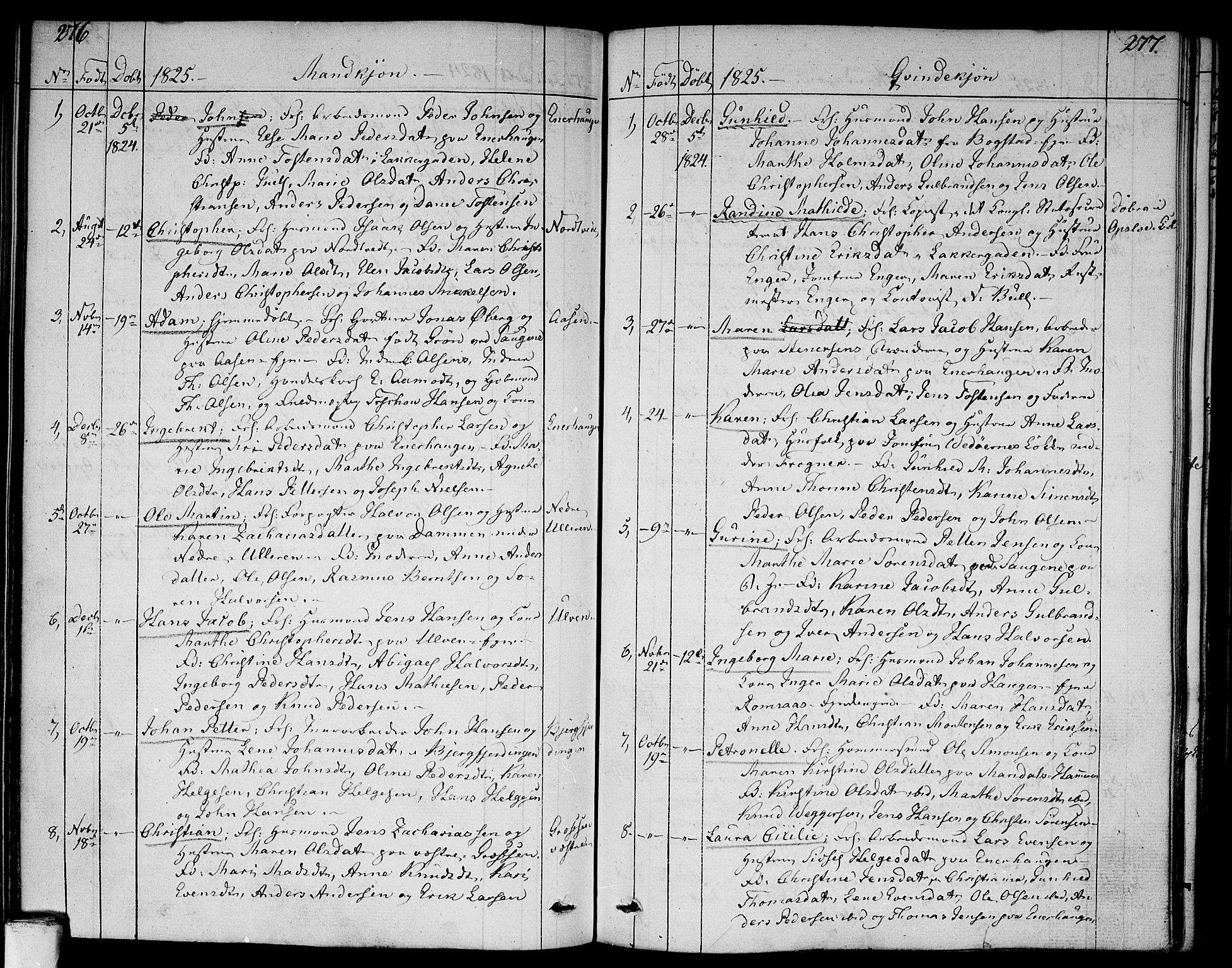 Aker prestekontor kirkebøker, AV/SAO-A-10861/F/L0012: Parish register (official) no. 12, 1819-1828, p. 276-277