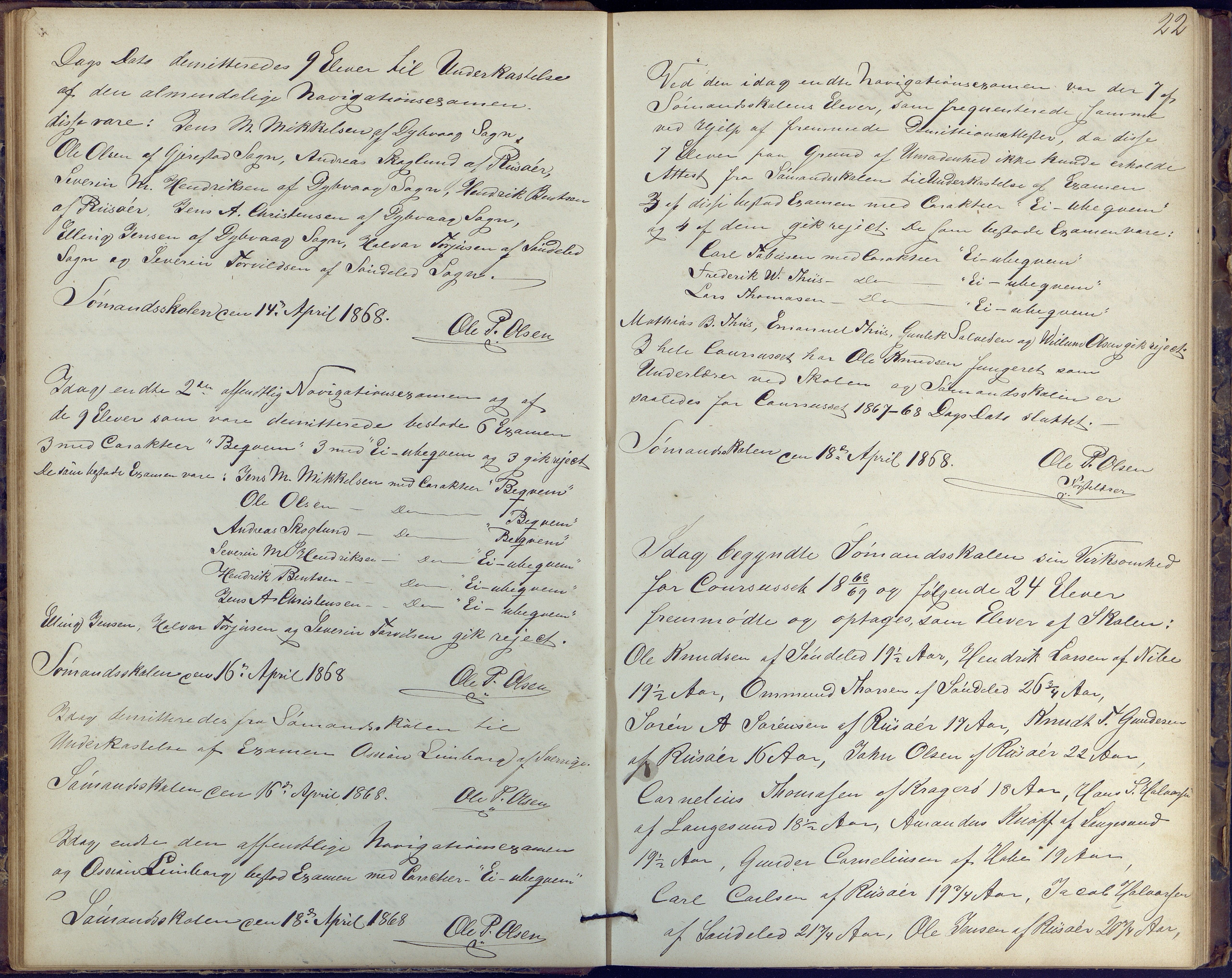 Risør kommune, AAKS/KA0901-PK/1/05/05k/L0001: Journal, 1864-1881, p. 22