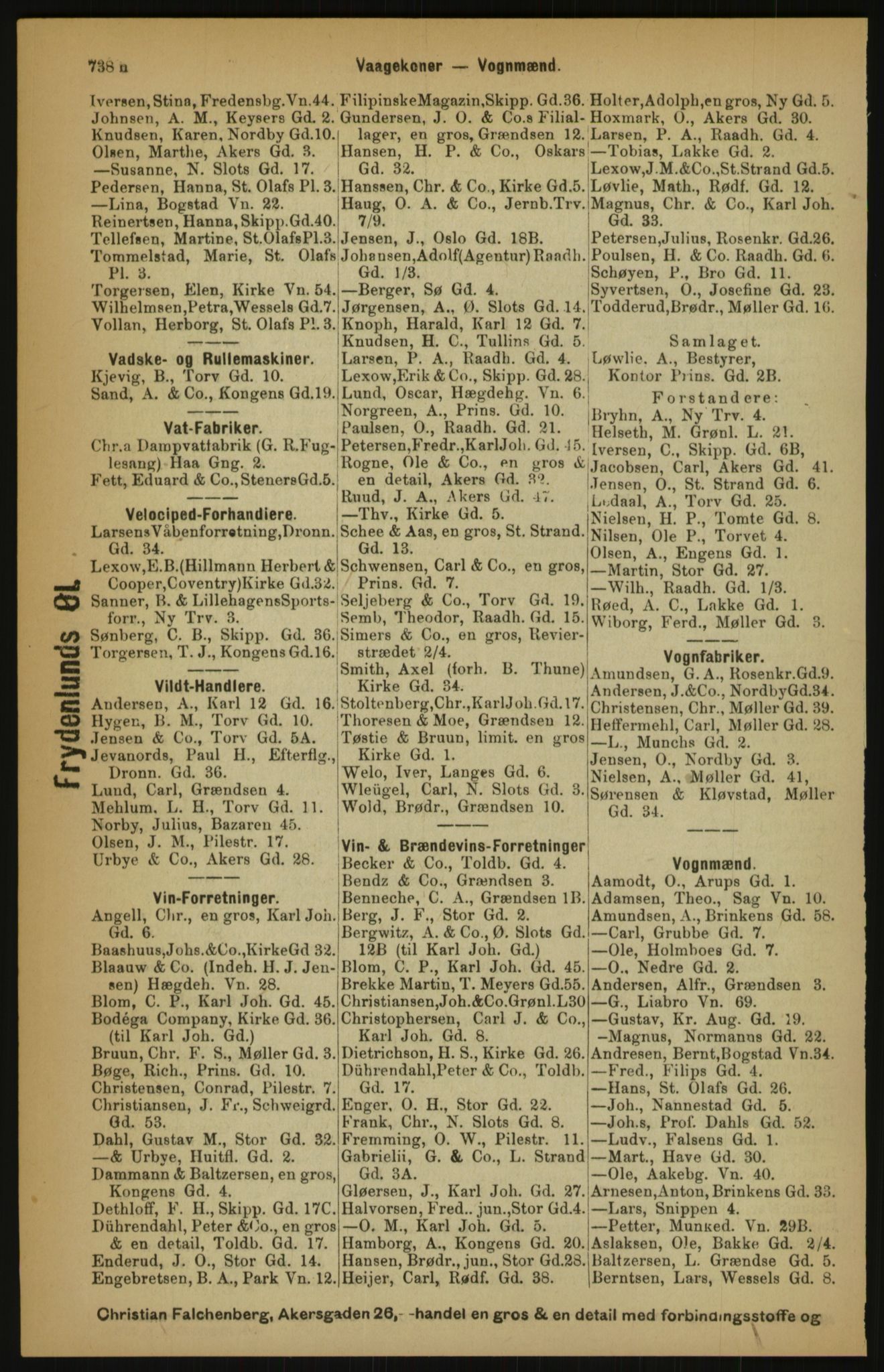 Kristiania/Oslo adressebok, PUBL/-, 1891, p. 738n