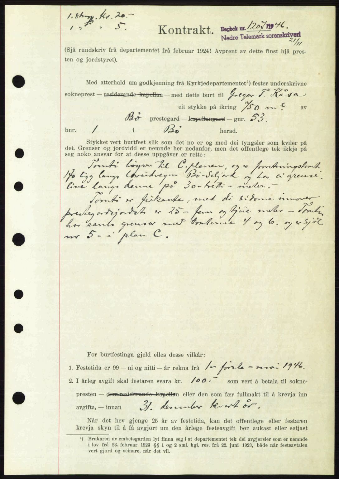 Nedre Telemark sorenskriveri, AV/SAKO-A-135/G/Ga/Gaa/L0057: Mortgage book no. A-57, 1946-1947, Diary no: : 1207/1946