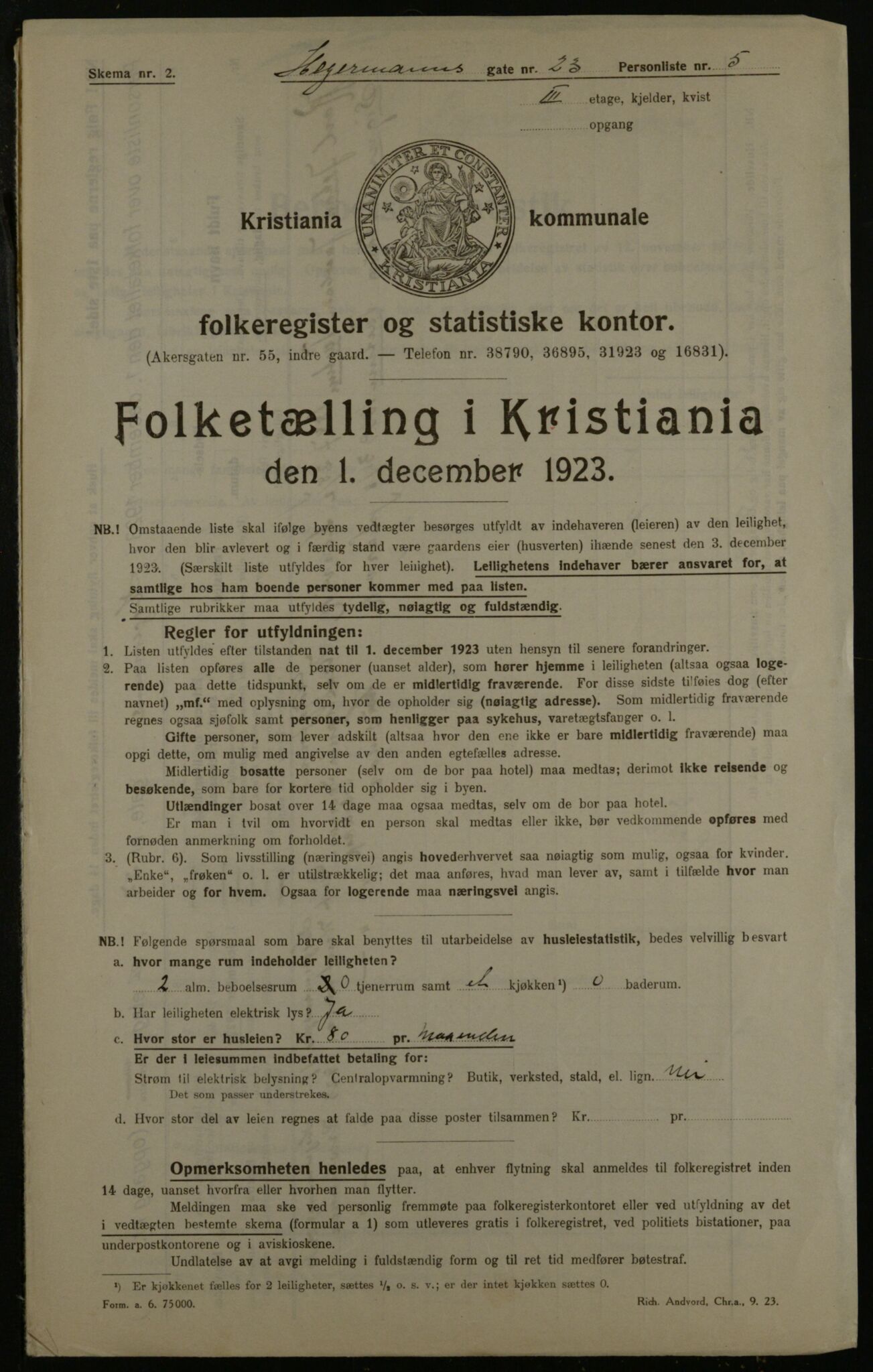 OBA, Municipal Census 1923 for Kristiania, 1923, p. 41294