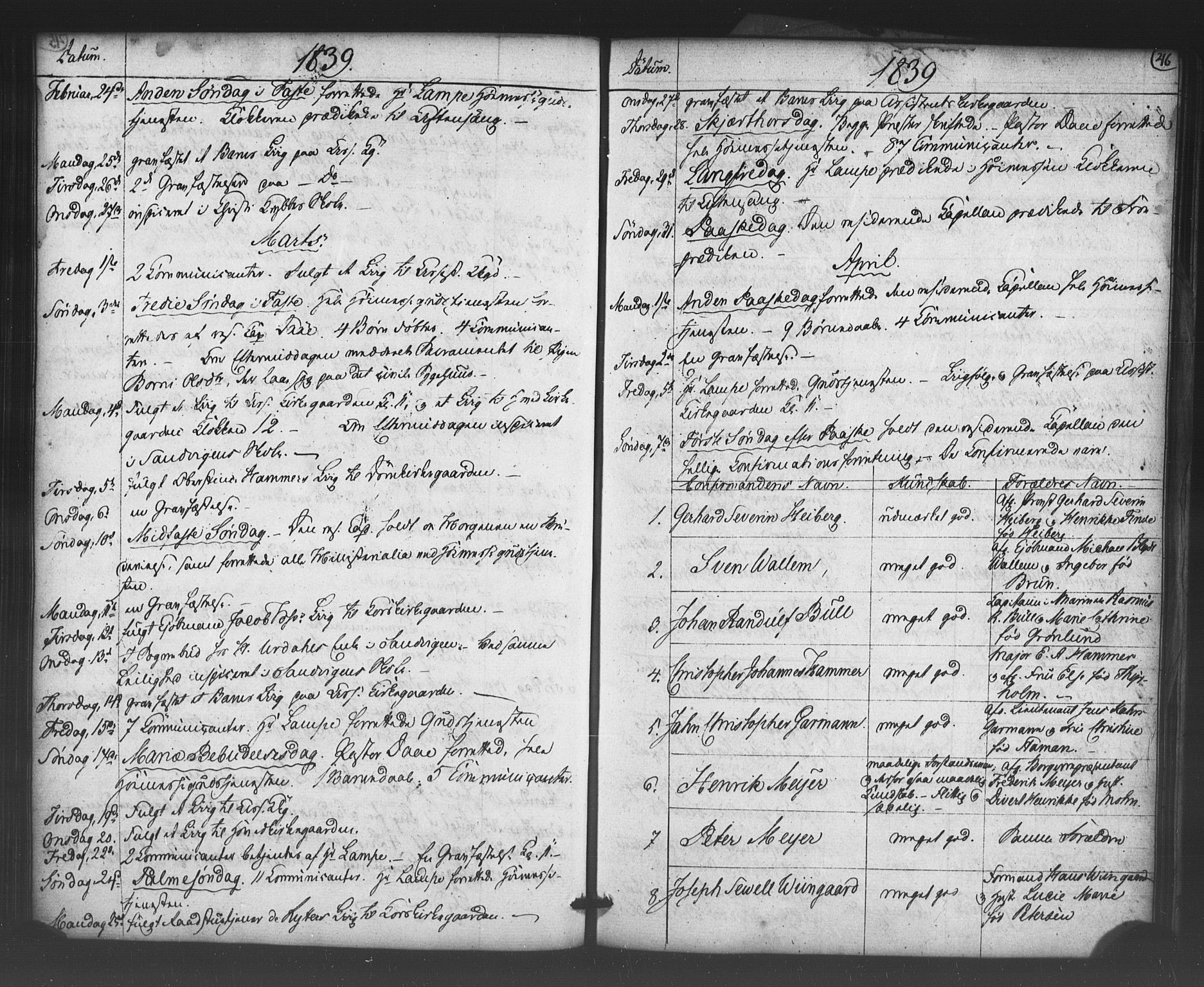 Korskirken sokneprestembete, SAB/A-76101/H/Haa/L0066: Curate's parish register no. A 1, 1826-1843, p. 46