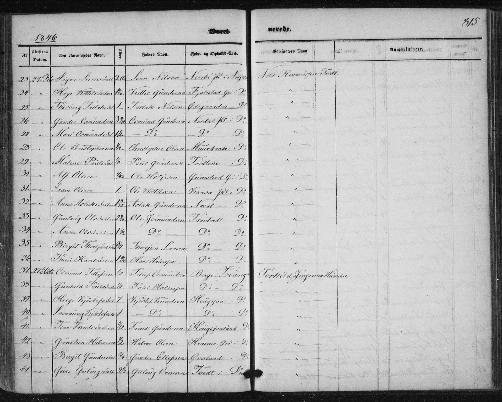 Nissedal kirkebøker, AV/SAKO-A-288/F/Fa/L0003: Parish register (official) no. I 3, 1846-1870, p. 814-815