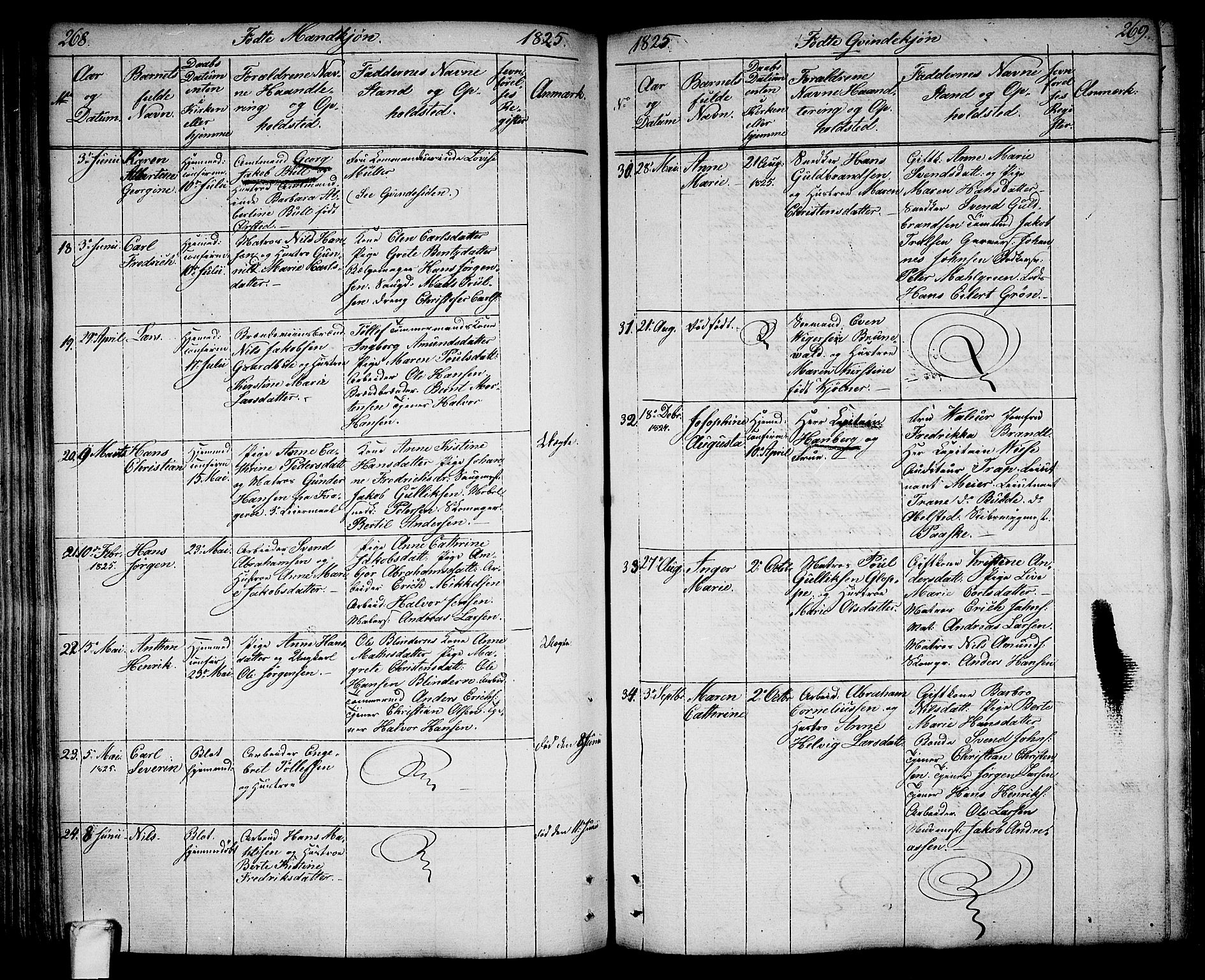 Larvik kirkebøker, AV/SAKO-A-352/G/Ga/L0002: Parish register (copy) no. I 2, 1807-1830, p. 268-269