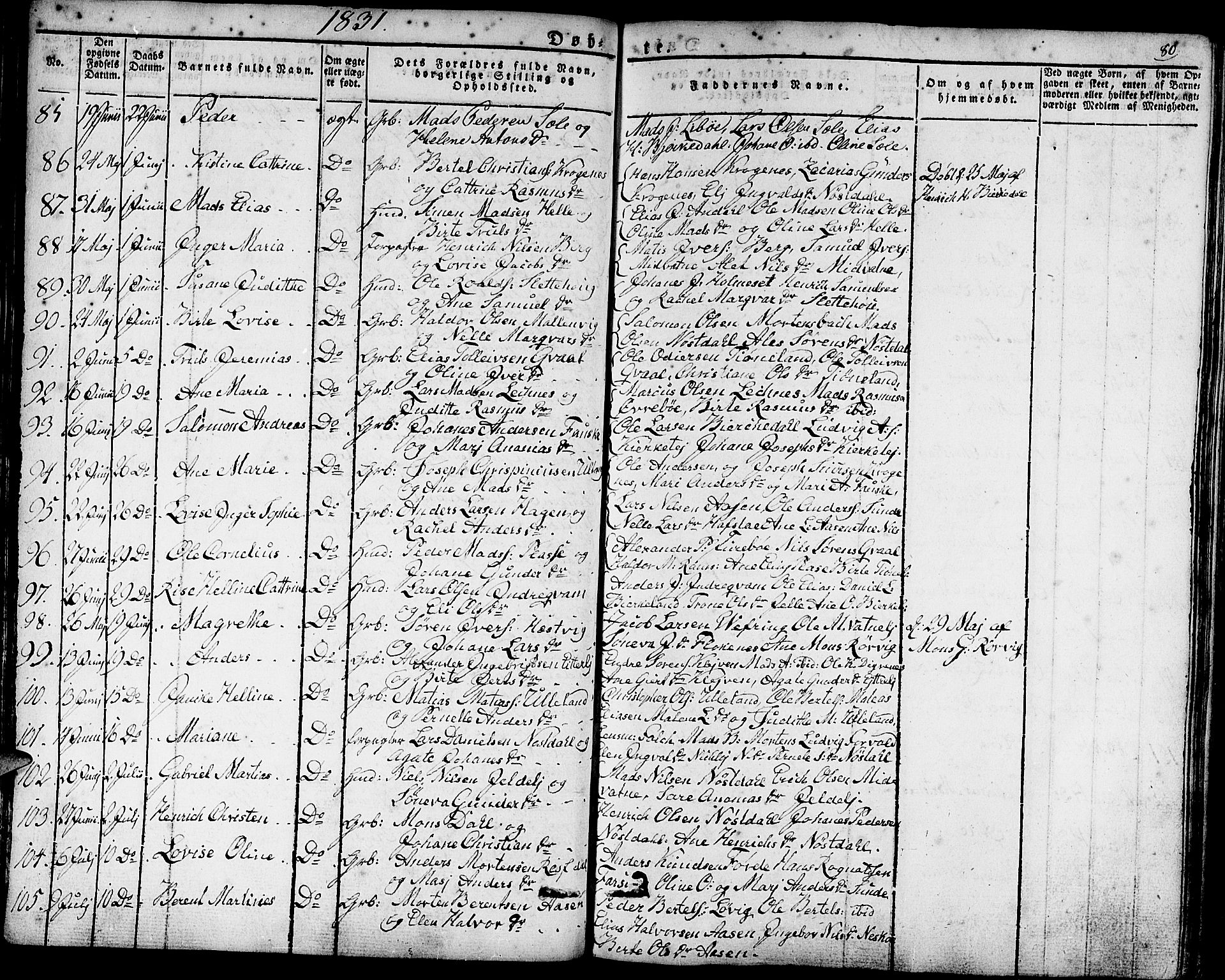 Førde sokneprestembete, AV/SAB-A-79901/H/Haa/Haaa/L0006: Parish register (official) no. A 6, 1821-1842, p. 80