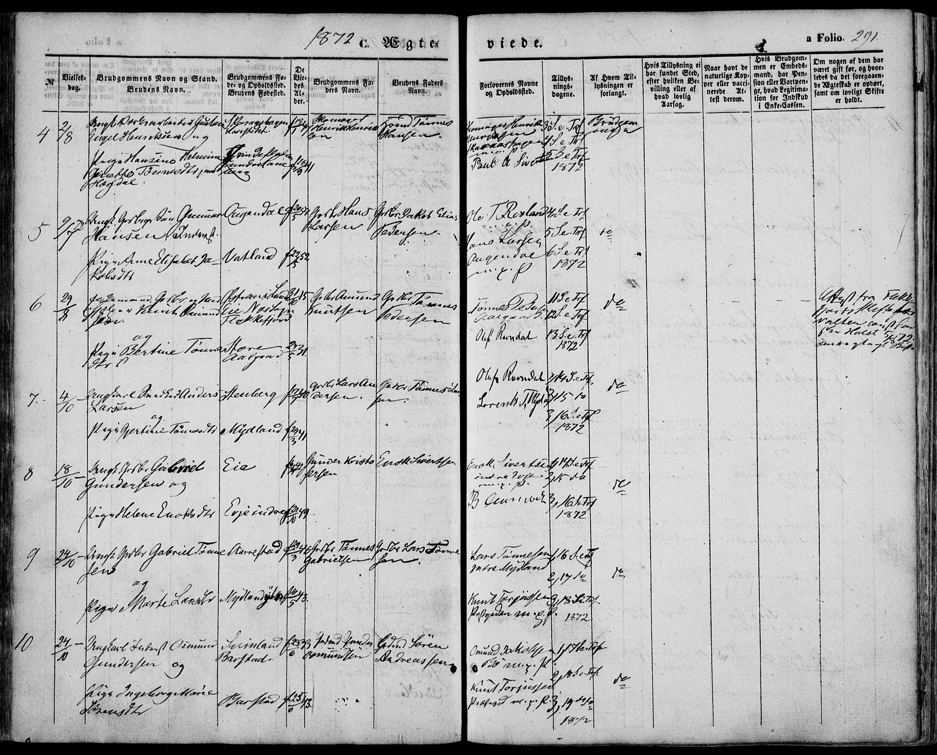 Sokndal sokneprestkontor, AV/SAST-A-101808: Parish register (official) no. A 9, 1857-1874, p. 291