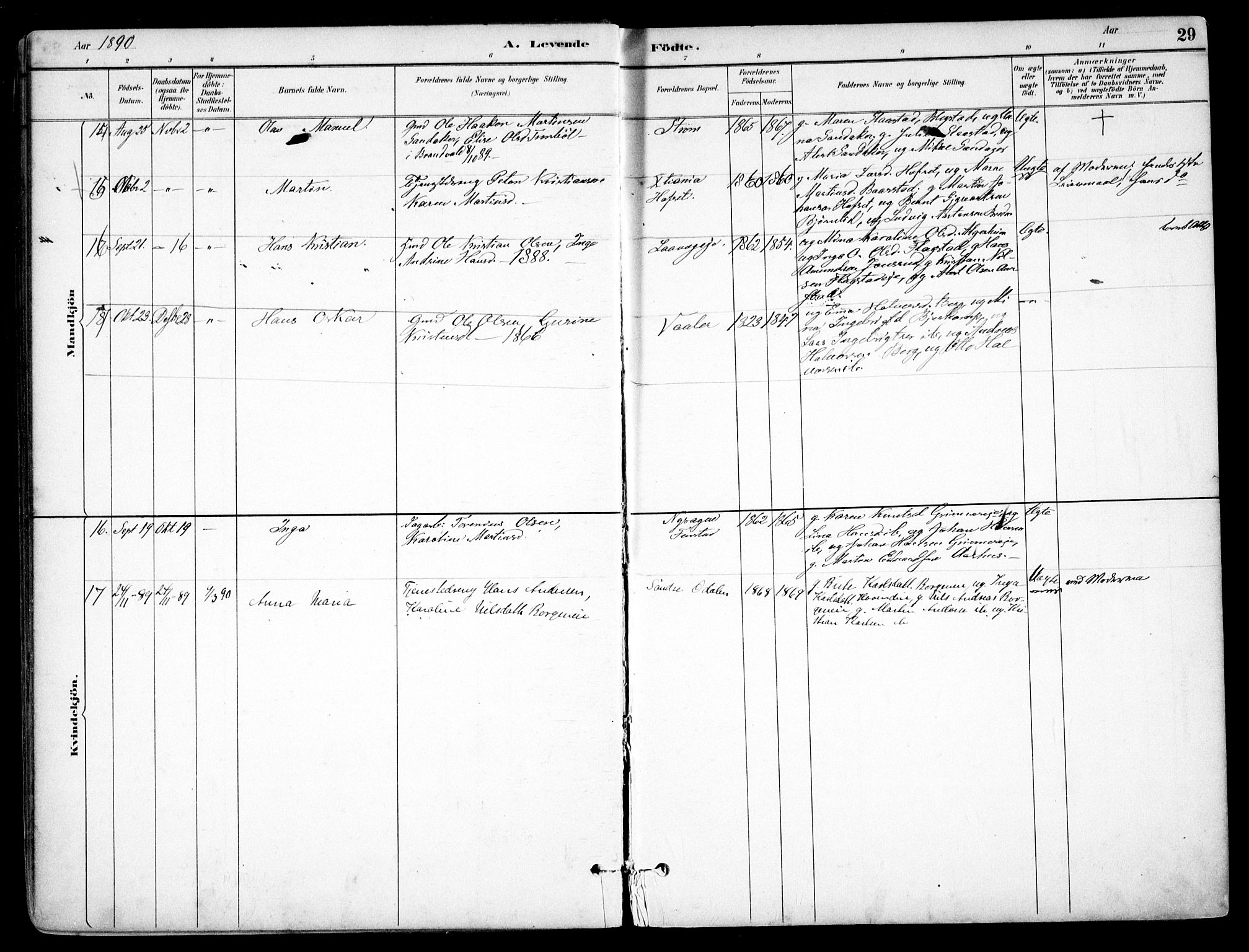 Nes prestekontor Kirkebøker, AV/SAO-A-10410/F/Fb/L0002: Parish register (official) no. II 2, 1883-1918, p. 29