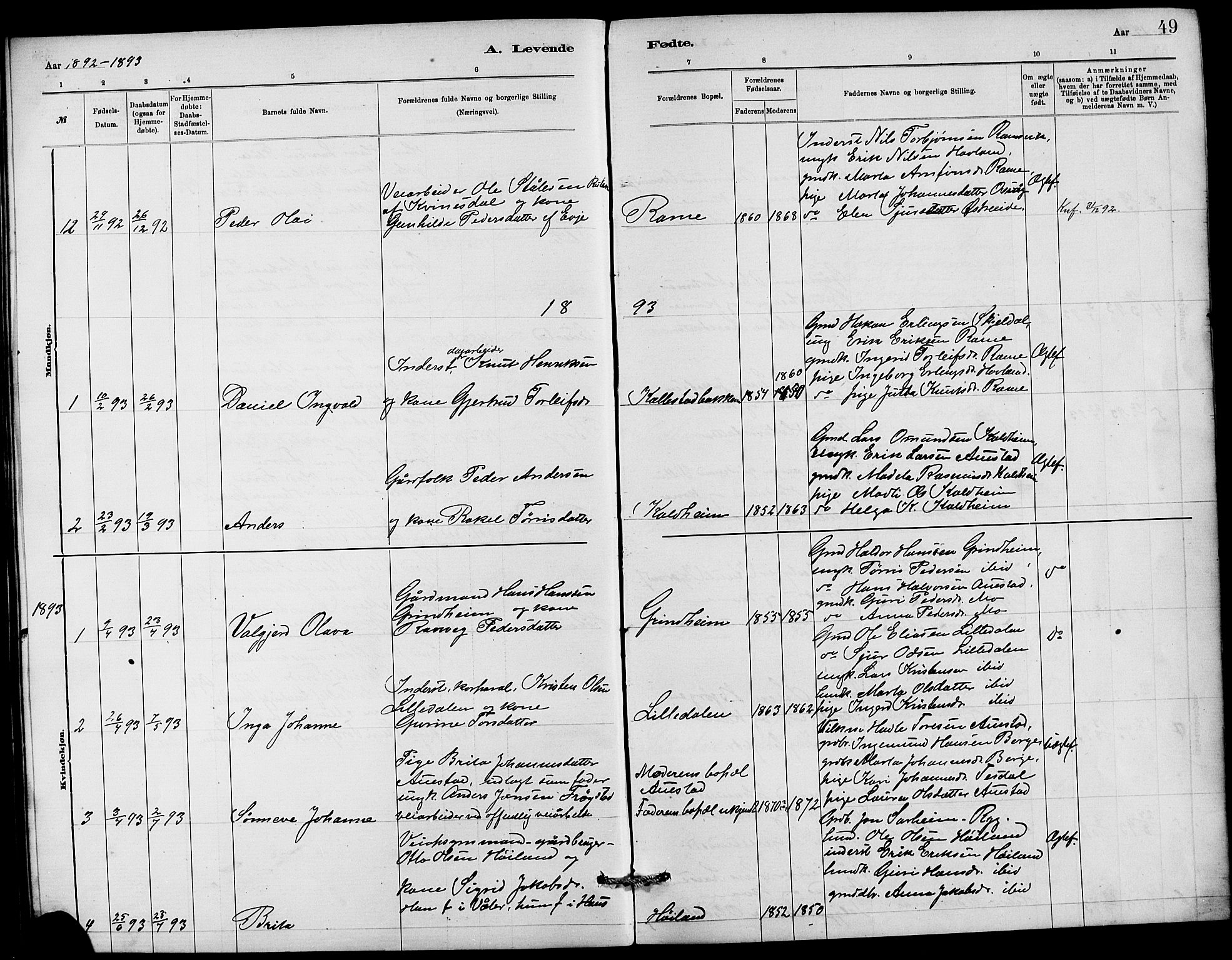 Etne sokneprestembete, SAB/A-75001/H/Hab: Parish register (copy) no. C 4, 1879-1896, p. 49