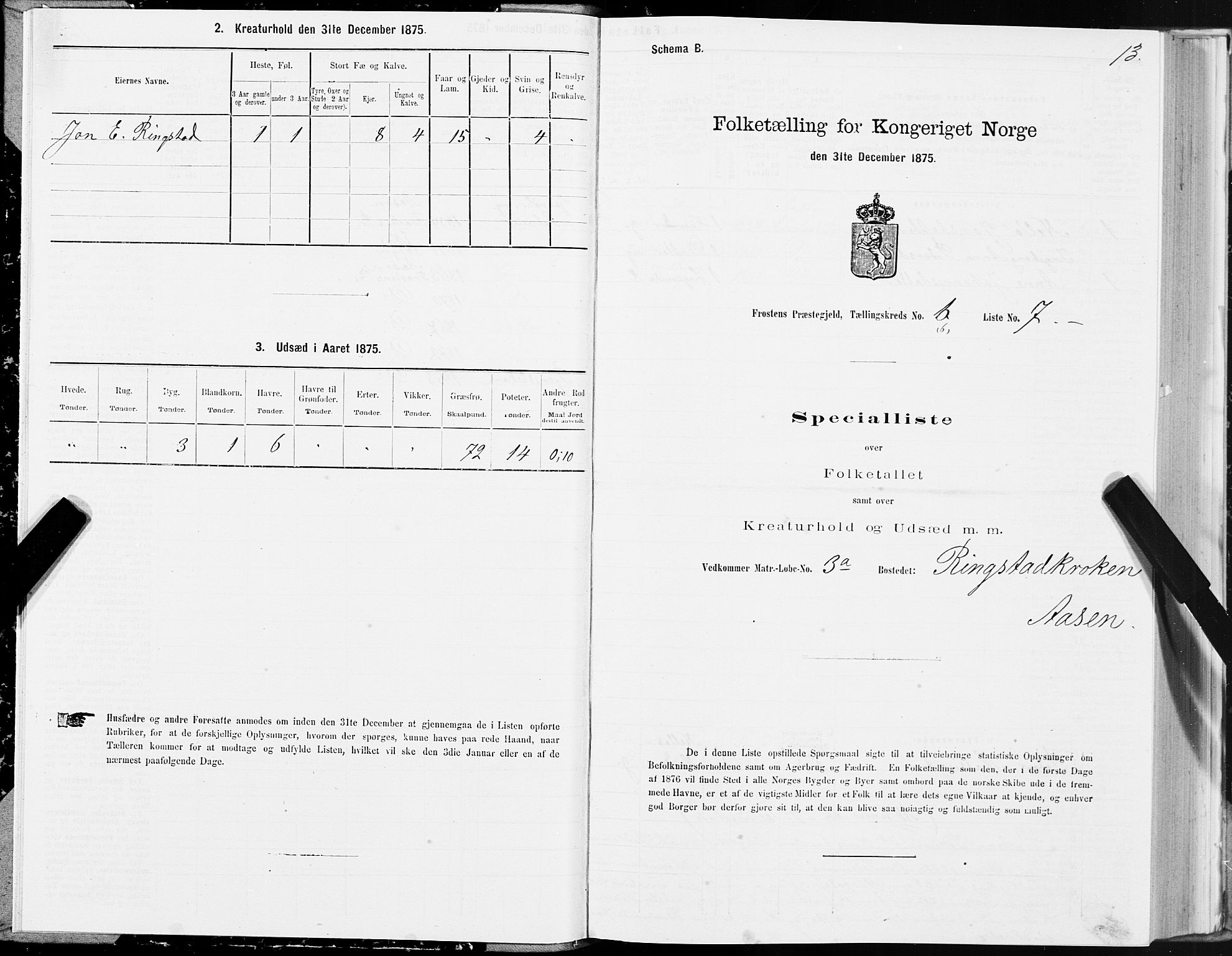 SAT, 1875 census for 1717P Frosta, 1875, p. 5013