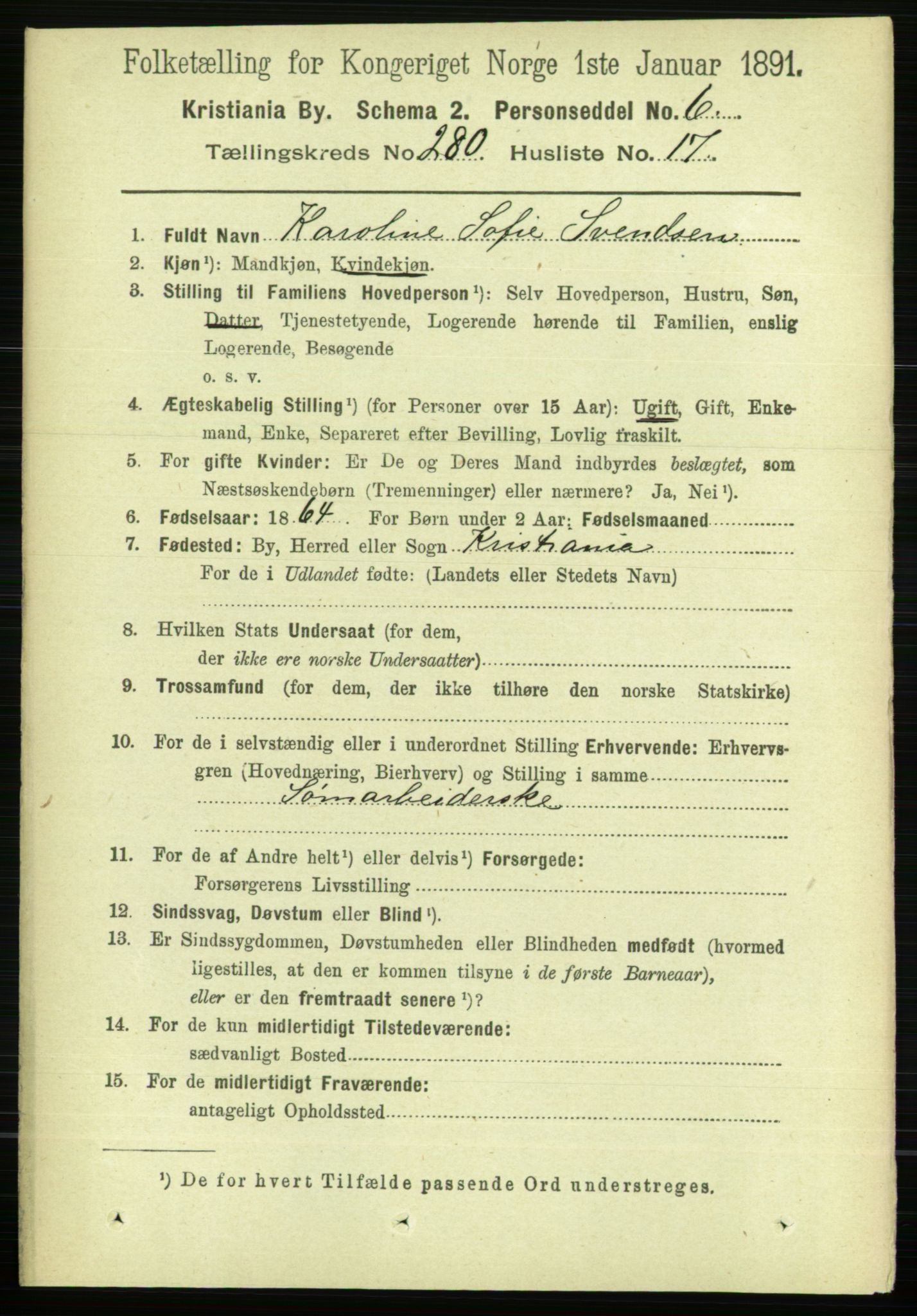 RA, 1891 census for 0301 Kristiania, 1891, p. 170563