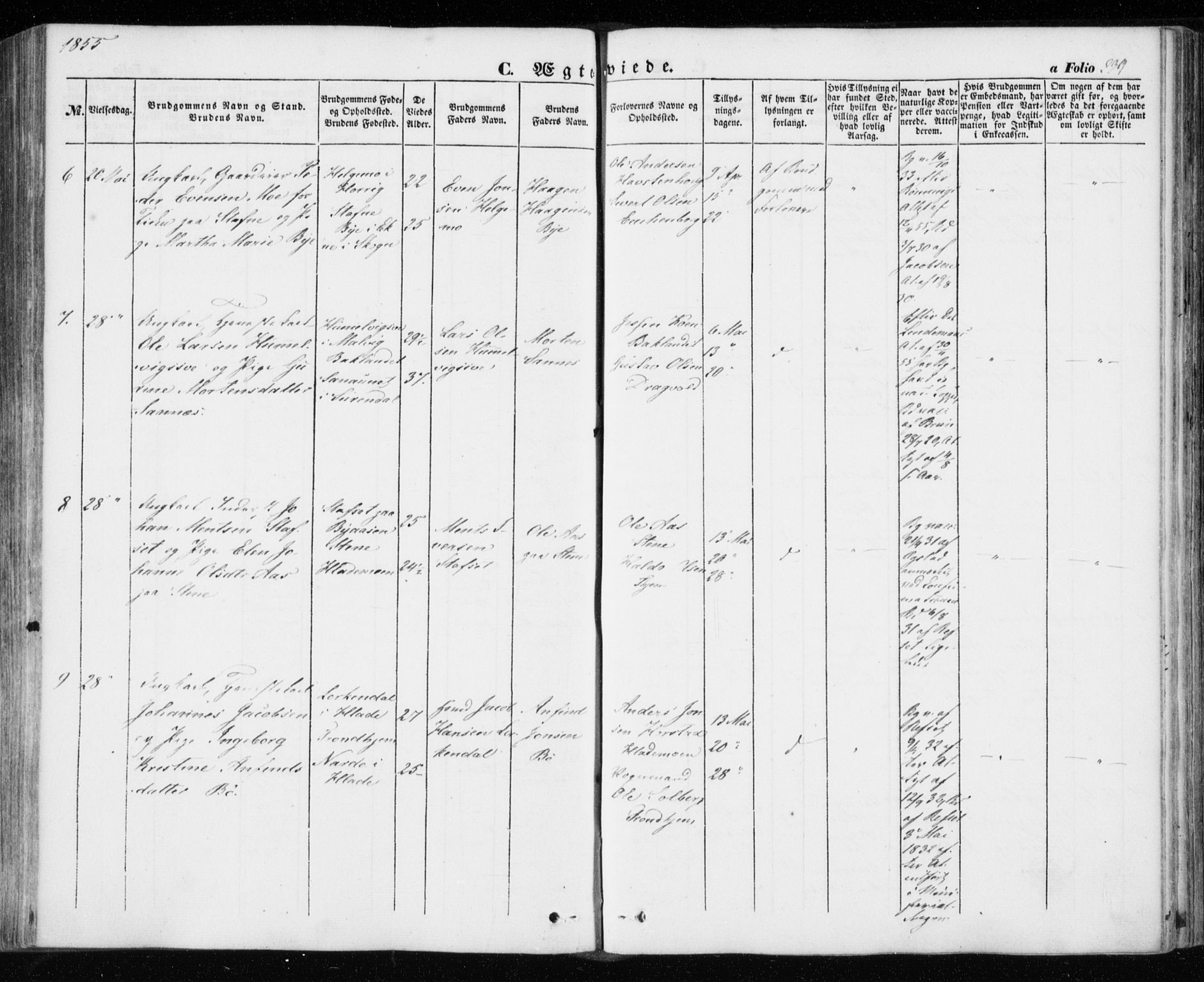 Ministerialprotokoller, klokkerbøker og fødselsregistre - Sør-Trøndelag, SAT/A-1456/606/L0291: Parish register (official) no. 606A06, 1848-1856, p. 239