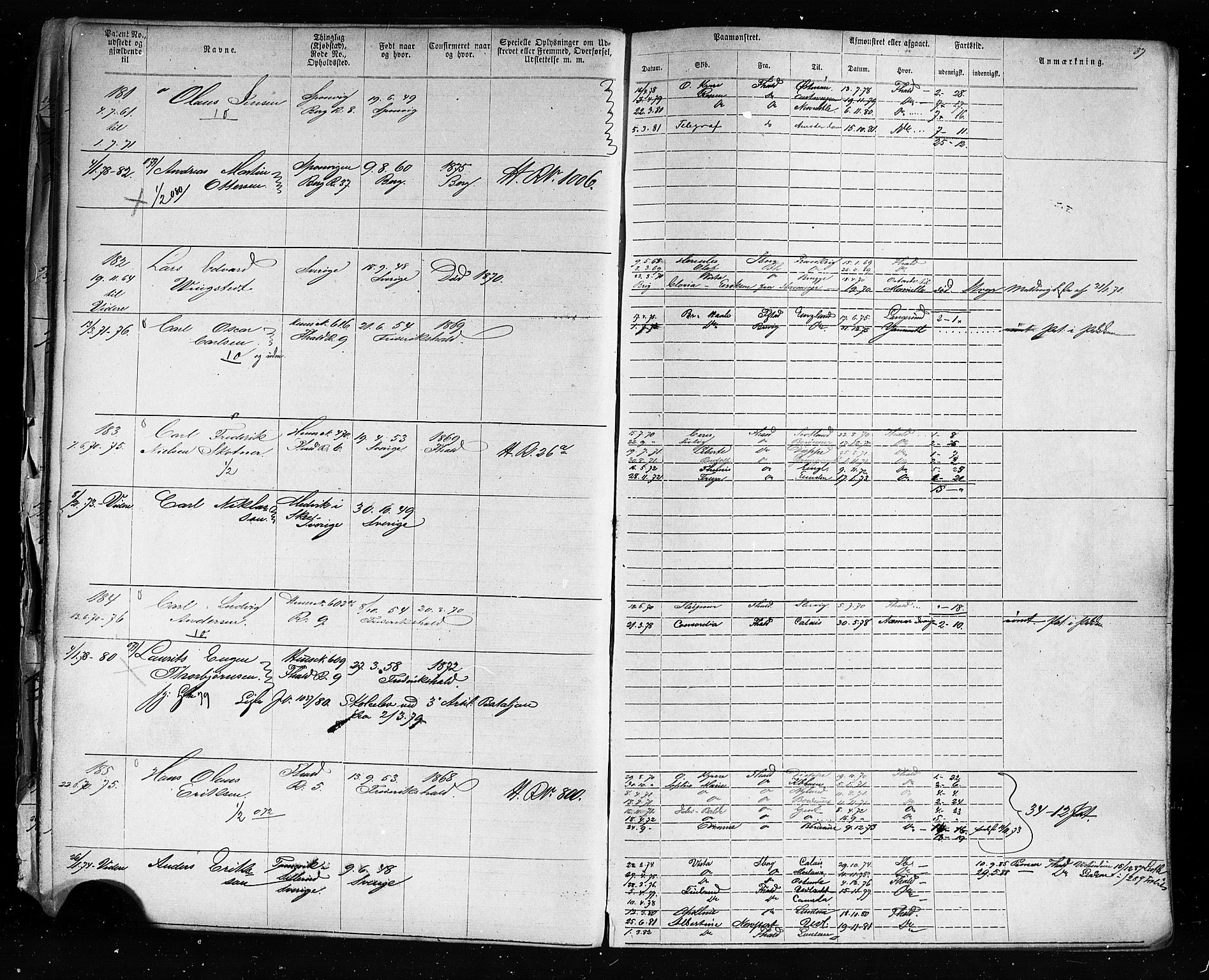 Halden mønstringskontor, AV/SAO-A-10569a/F/Fc/Fca/L0004: Annotasjonsrulle, 1868-1875, p. 39