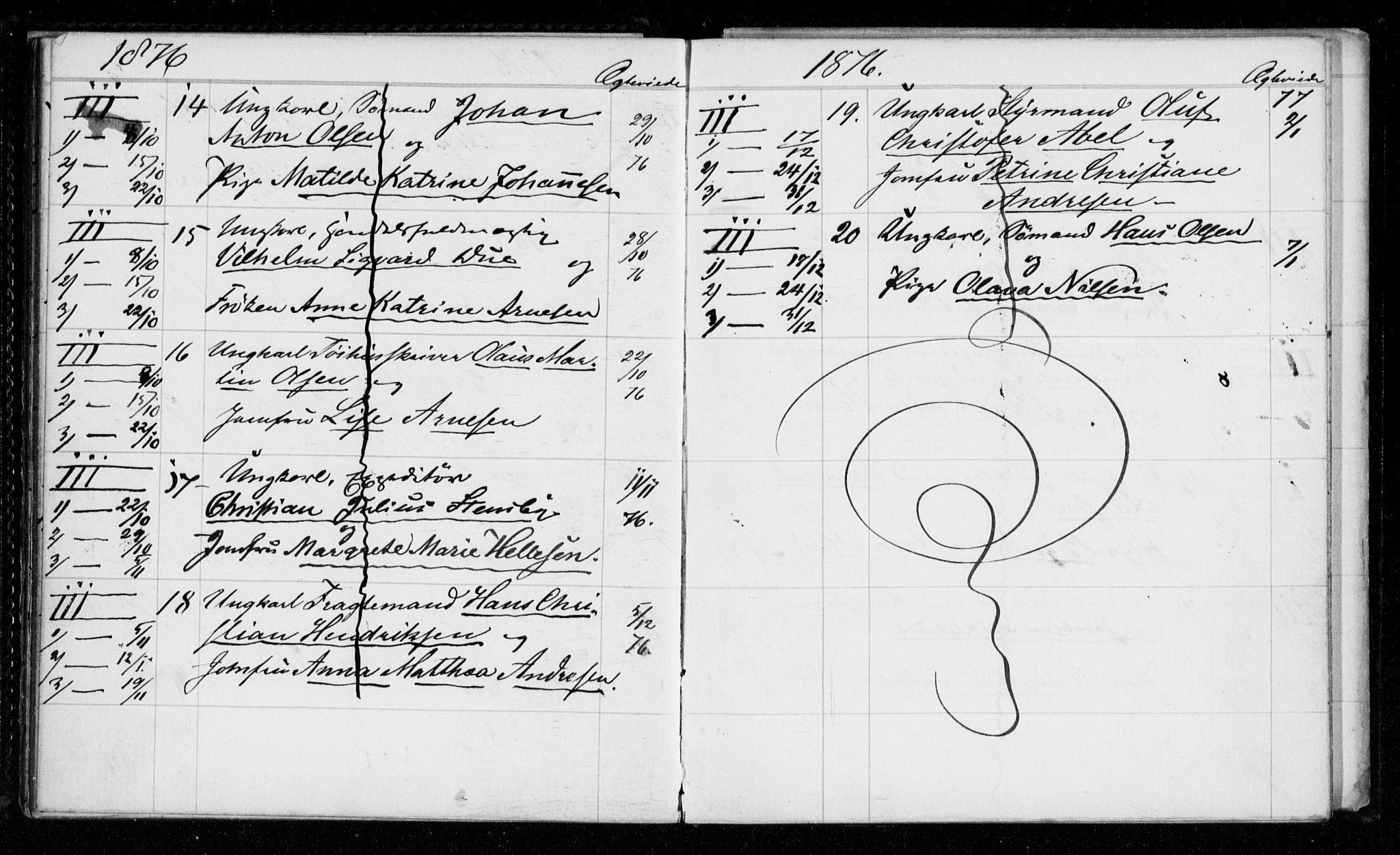 Garnisonsmenigheten Kirkebøker, AV/SAO-A-10846/H/Hb/L0001: Banns register no. II 1, 1865-1911