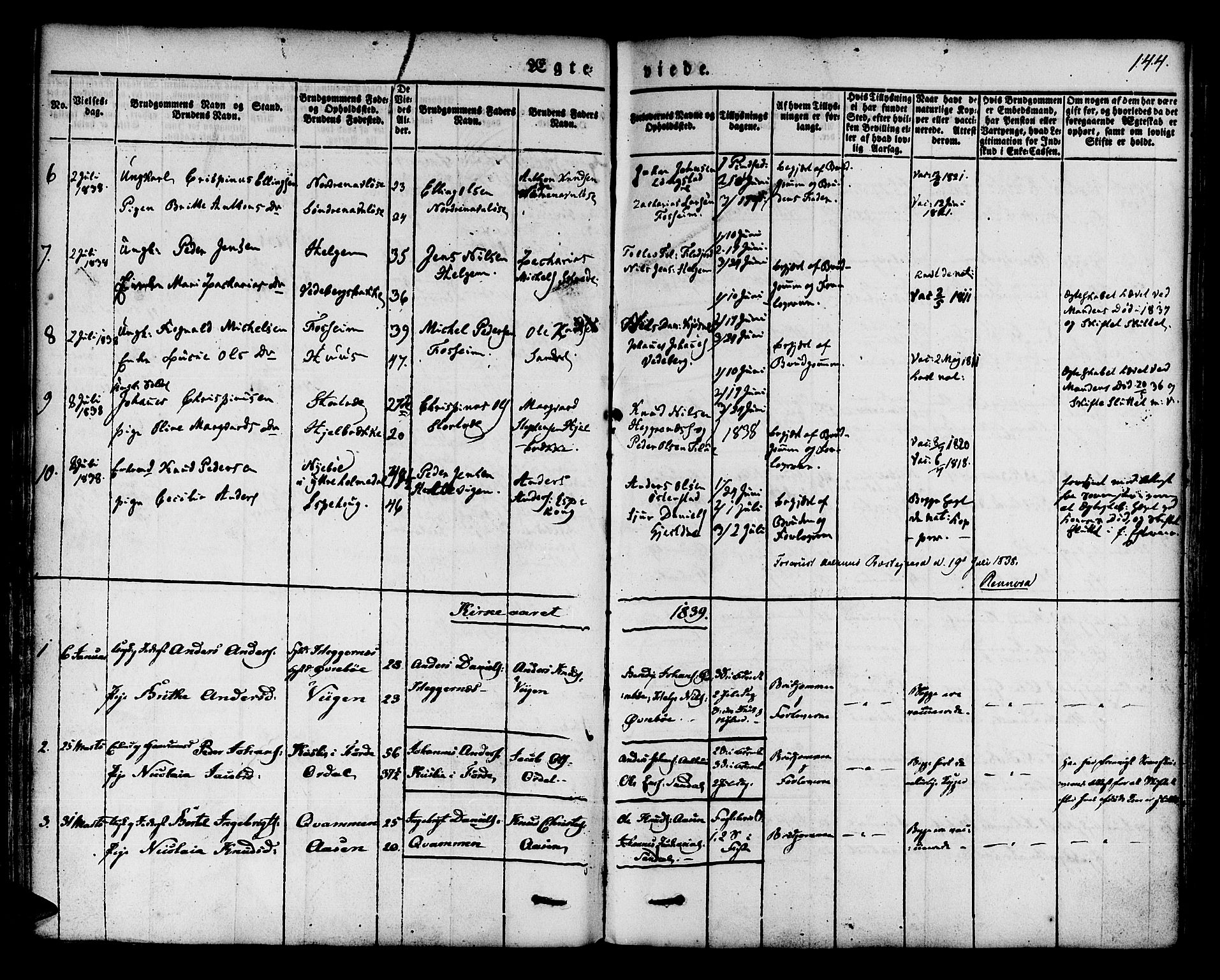 Jølster sokneprestembete, SAB/A-80701/H/Haa/Haaa/L0009: Parish register (official) no. A 9, 1833-1848, p. 144