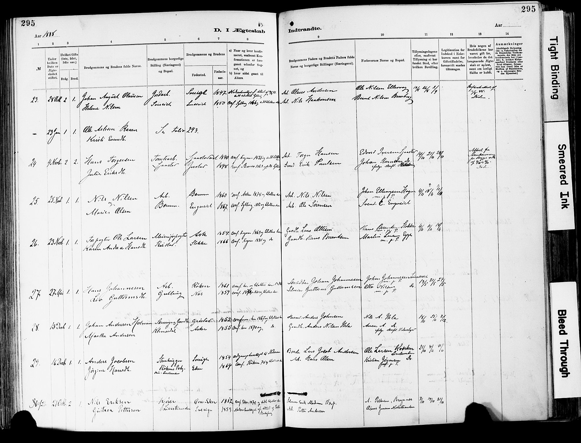 Lier kirkebøker, SAKO/A-230/F/Fa/L0015: Parish register (official) no. I 15, 1883-1894, p. 295