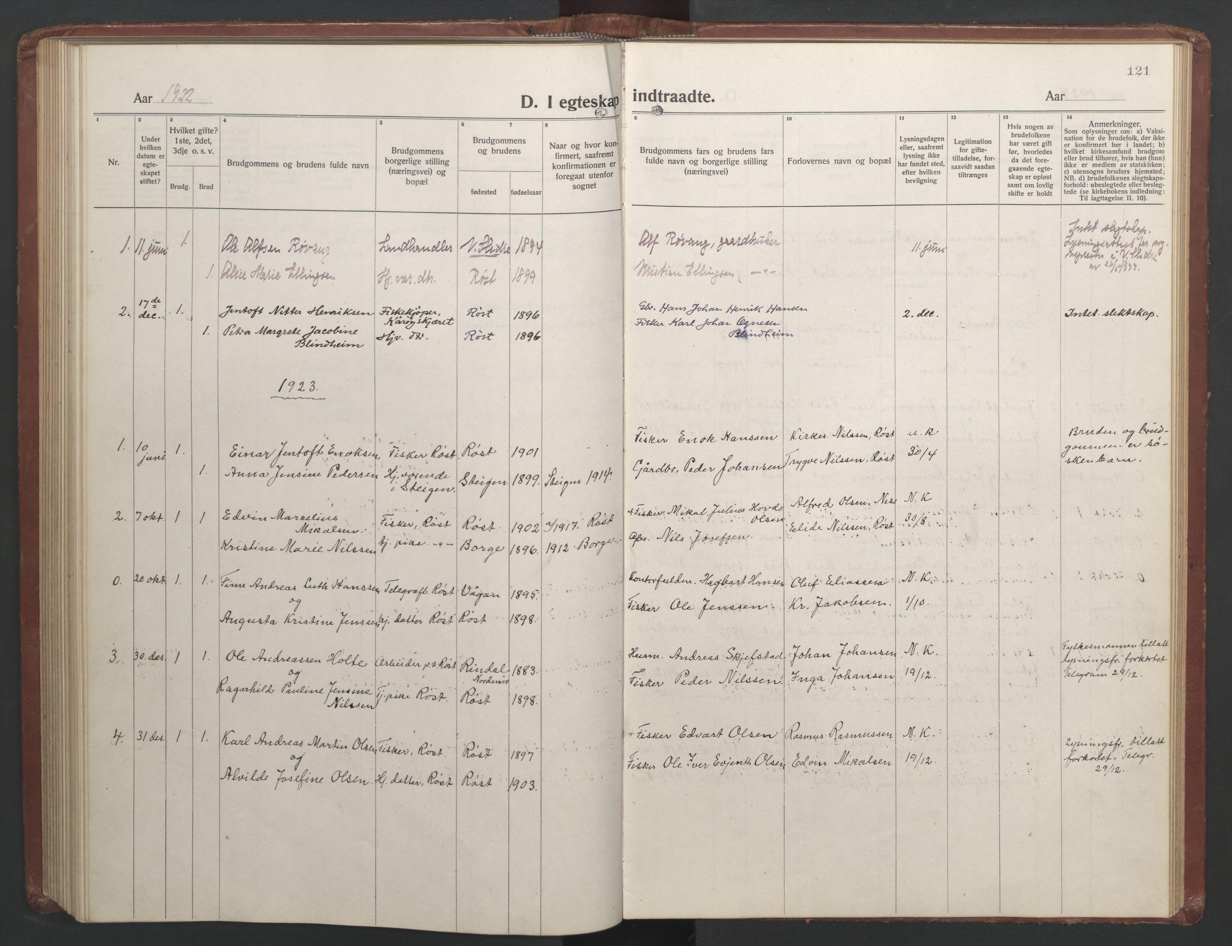 Ministerialprotokoller, klokkerbøker og fødselsregistre - Nordland, AV/SAT-A-1459/808/L0132: Parish register (copy) no. 808C03, 1920-1946, p. 121