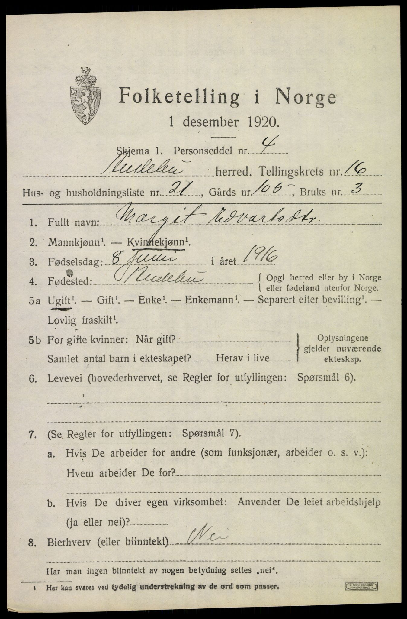 SAKO, 1920 census for Andebu, 1920, p. 5698