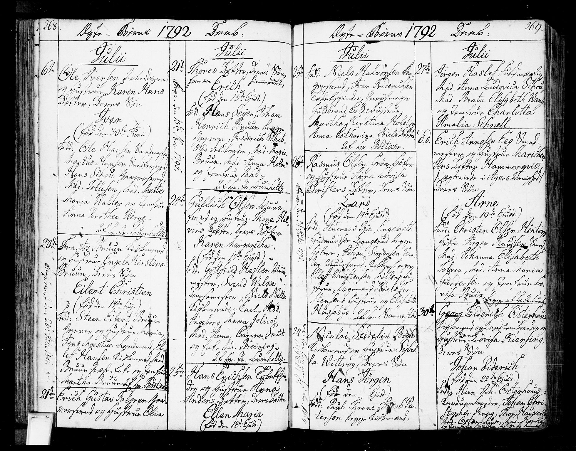 Oslo domkirke Kirkebøker, SAO/A-10752/F/Fa/L0005: Parish register (official) no. 5, 1787-1806, p. 268-269