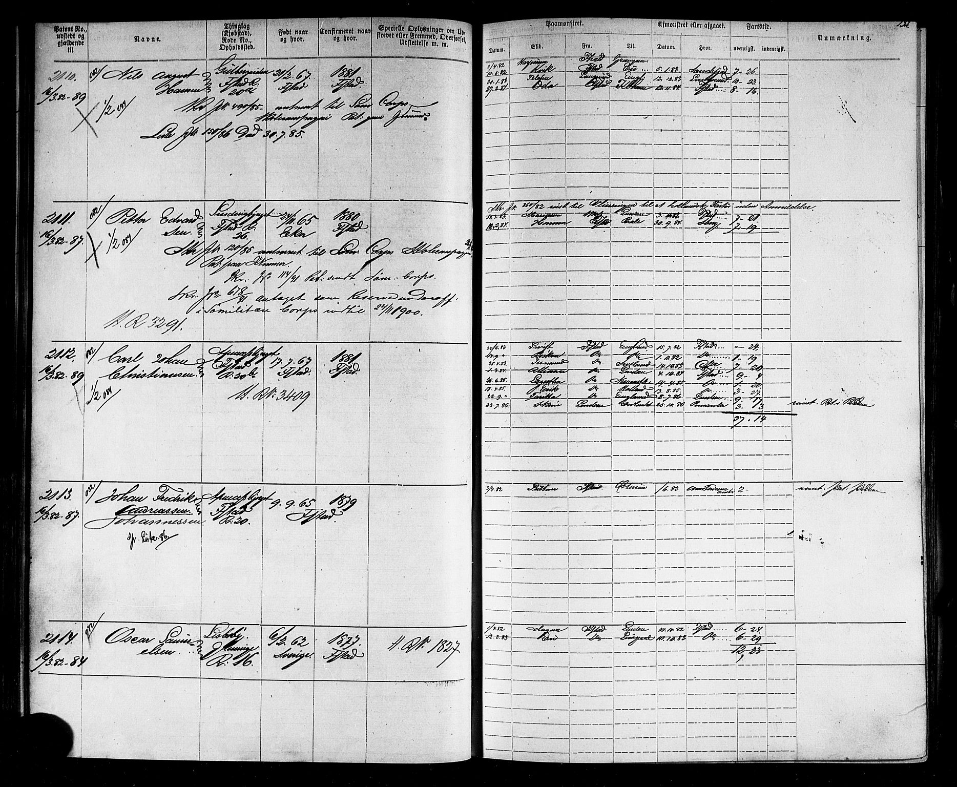 Fredrikstad mønstringskontor, SAO/A-10569b/F/Fc/Fca/L0005: Annotasjonsrulle, 1884-1899, p. 136