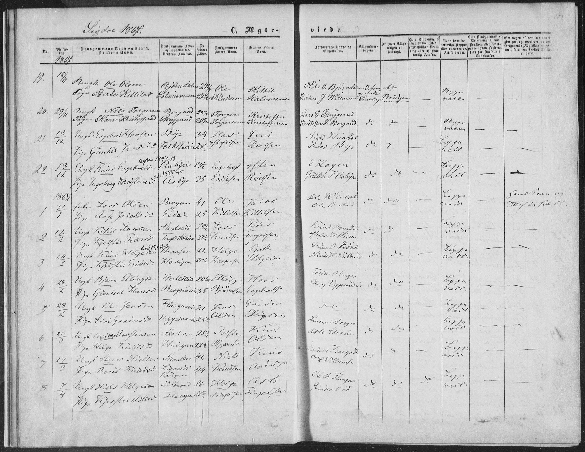 Sigdal kirkebøker, AV/SAKO-A-245/F/Fa/L0009b: Parish register (official) no. I 9B, 1860-1871, p. 308