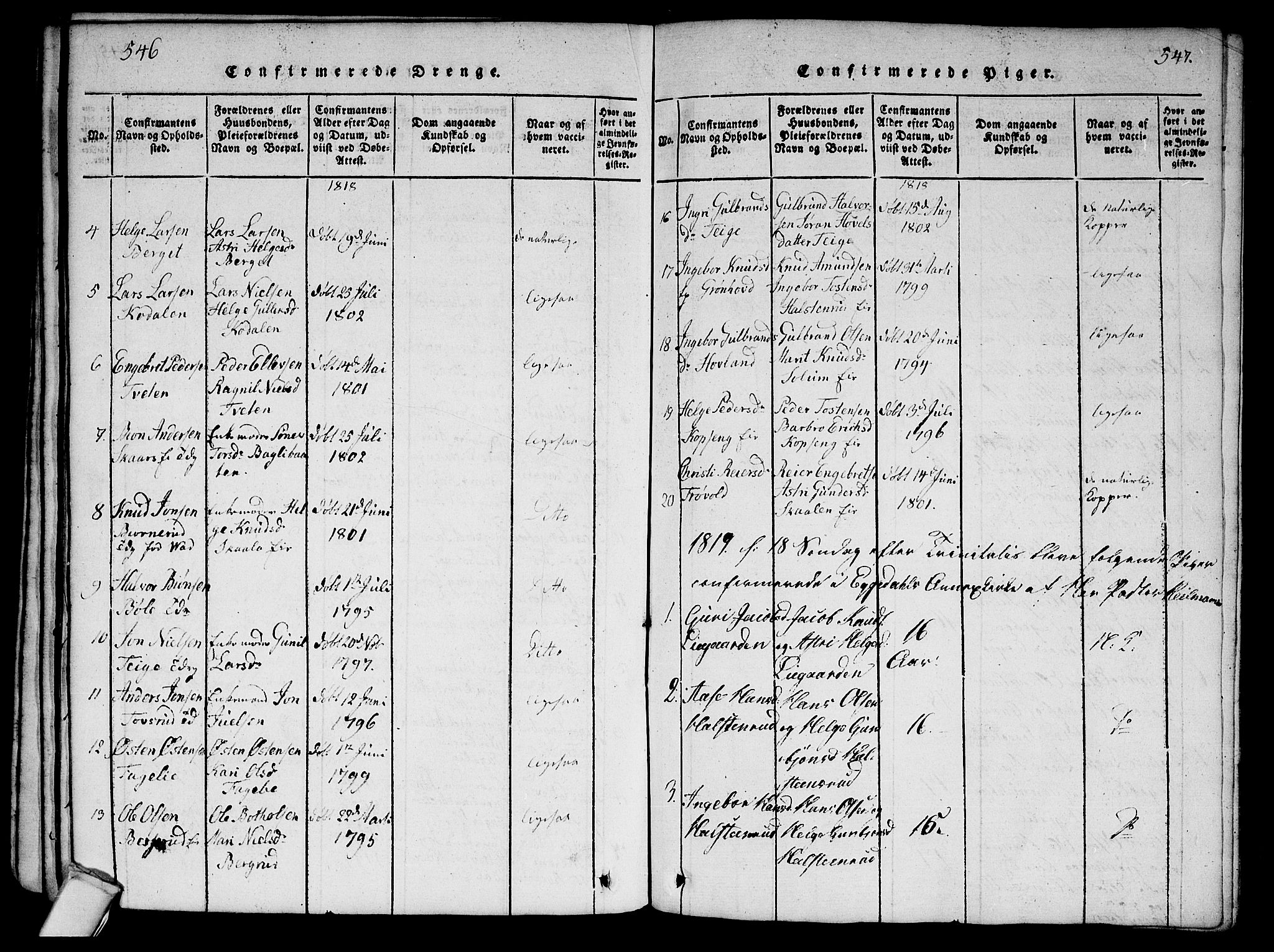 Sigdal kirkebøker, AV/SAKO-A-245/G/Ga/L0001: Parish register (copy) no. I 1 /2, 1816-1835, p. 546-547