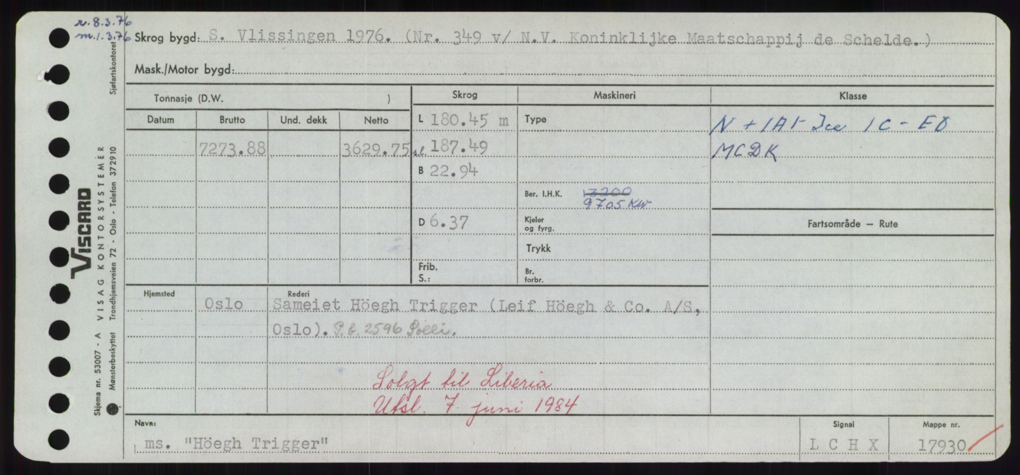 Sjøfartsdirektoratet med forløpere, Skipsmålingen, RA/S-1627/H/Hd/L0017: Fartøy, Holi-Hå, p. 483