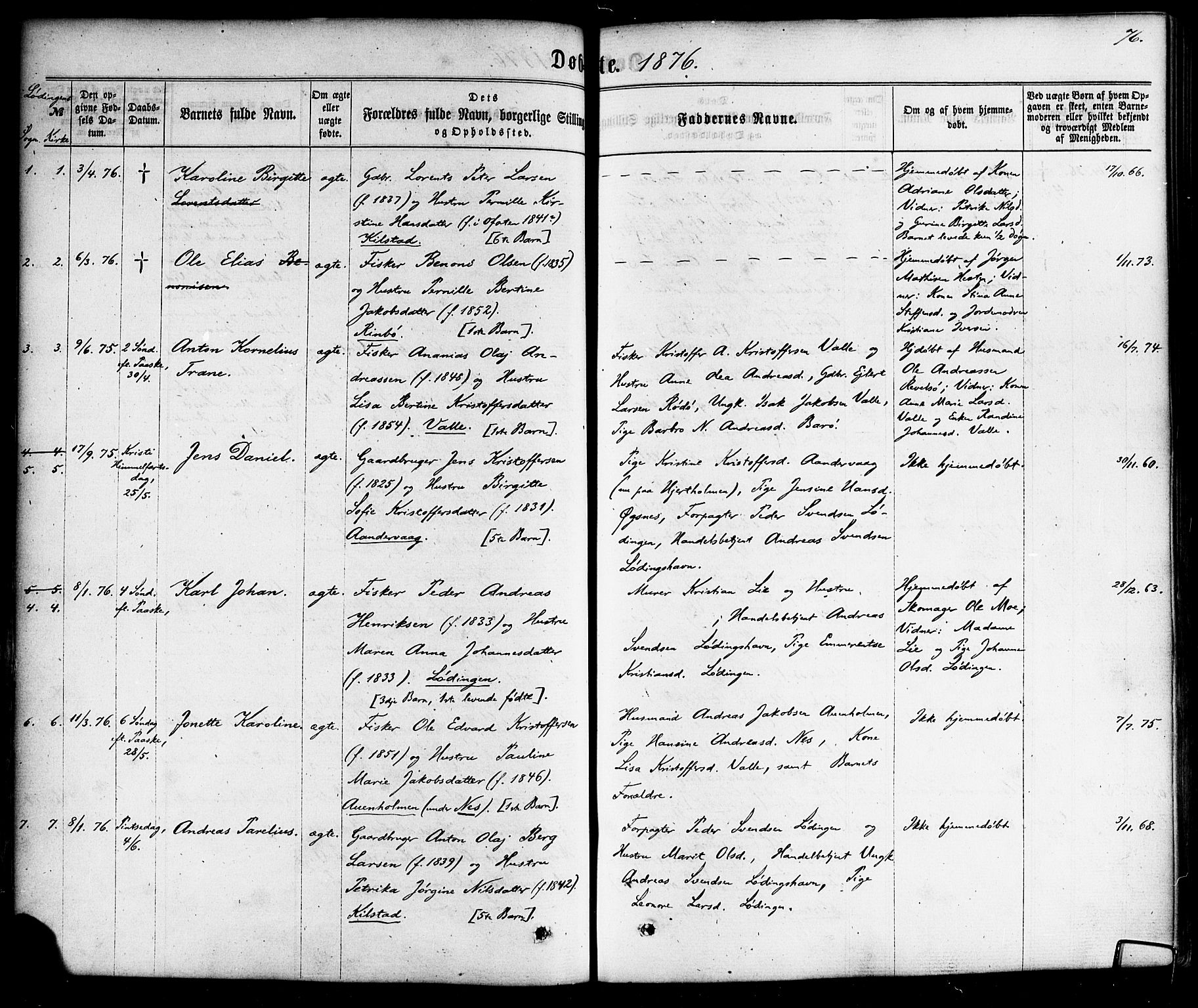 Ministerialprotokoller, klokkerbøker og fødselsregistre - Nordland, SAT/A-1459/872/L1034: Parish register (official) no. 872A09, 1864-1884, p. 76