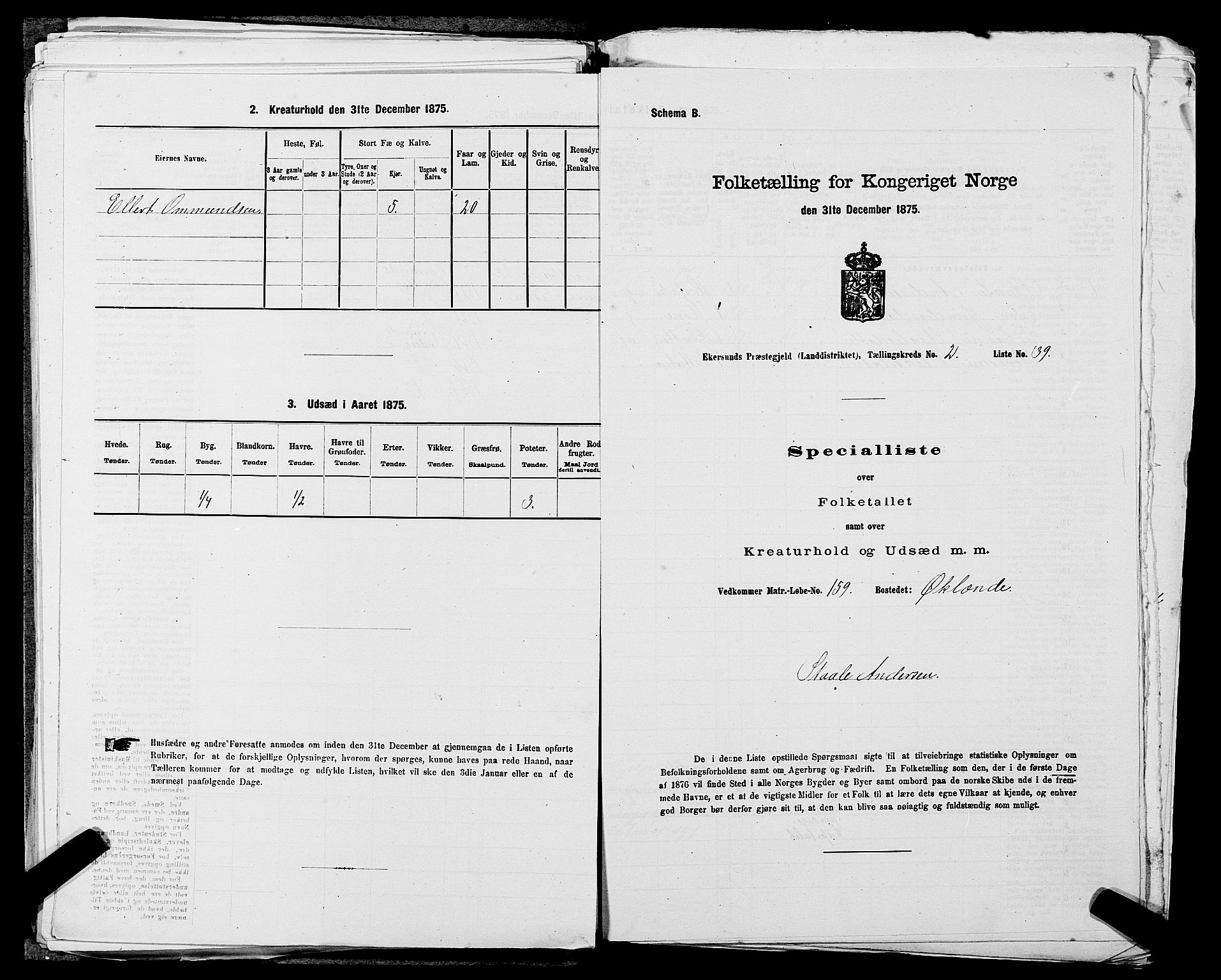 SAST, 1875 census for 1116L Eigersund/Eigersund og Ogna, 1875, p. 330