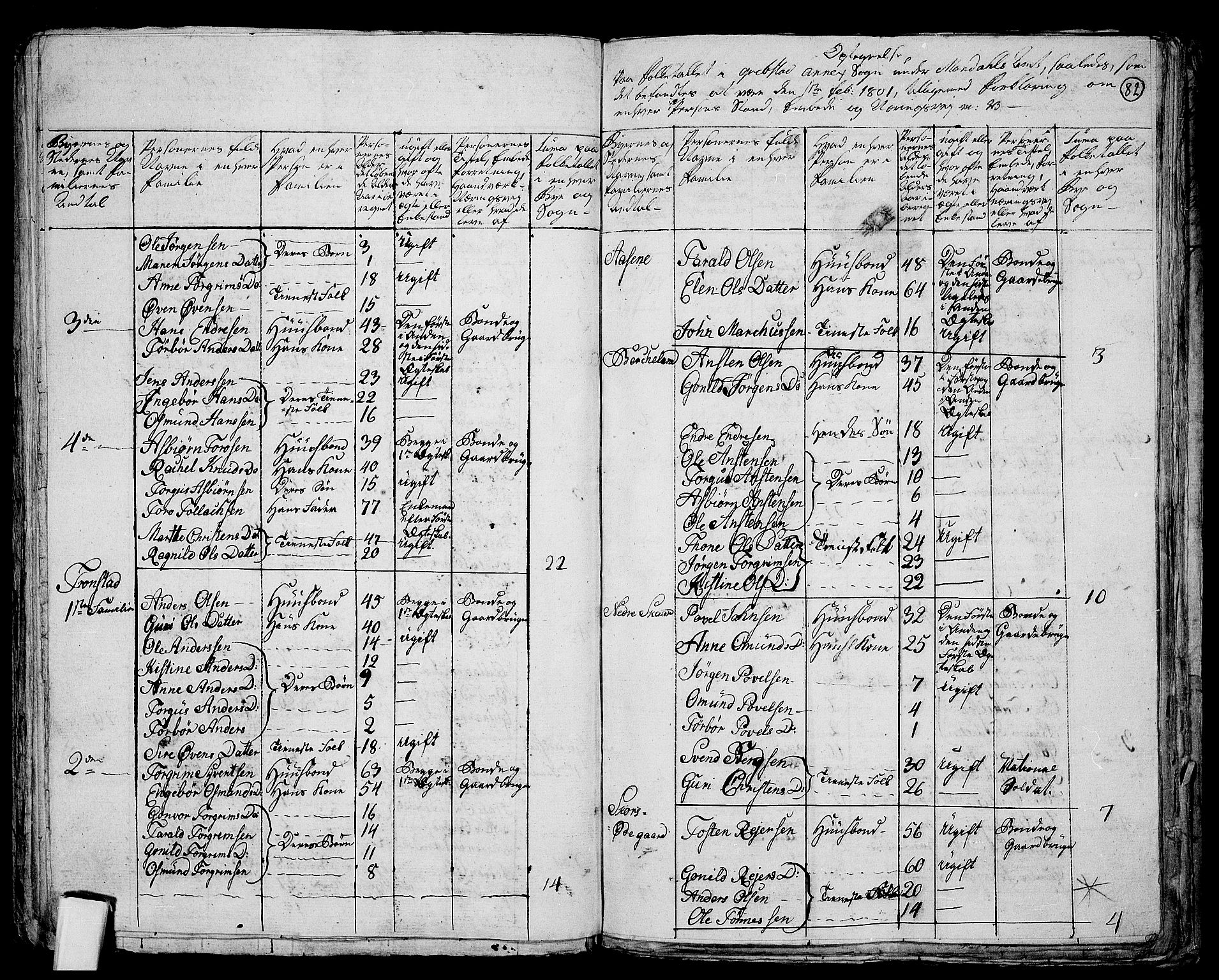 RA, 1801 census for 1018P Søgne, 1801, p. 81b-82a