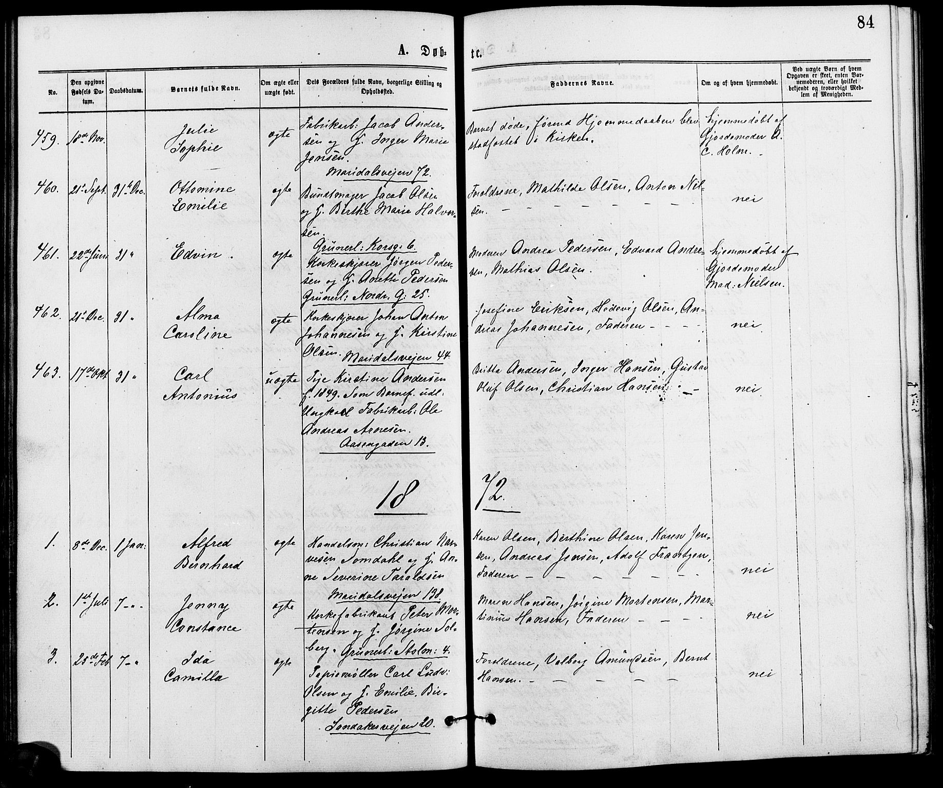 Gamle Aker prestekontor Kirkebøker, SAO/A-10617a/G/L0003: Parish register (copy) no. 3, 1869-1874, p. 84