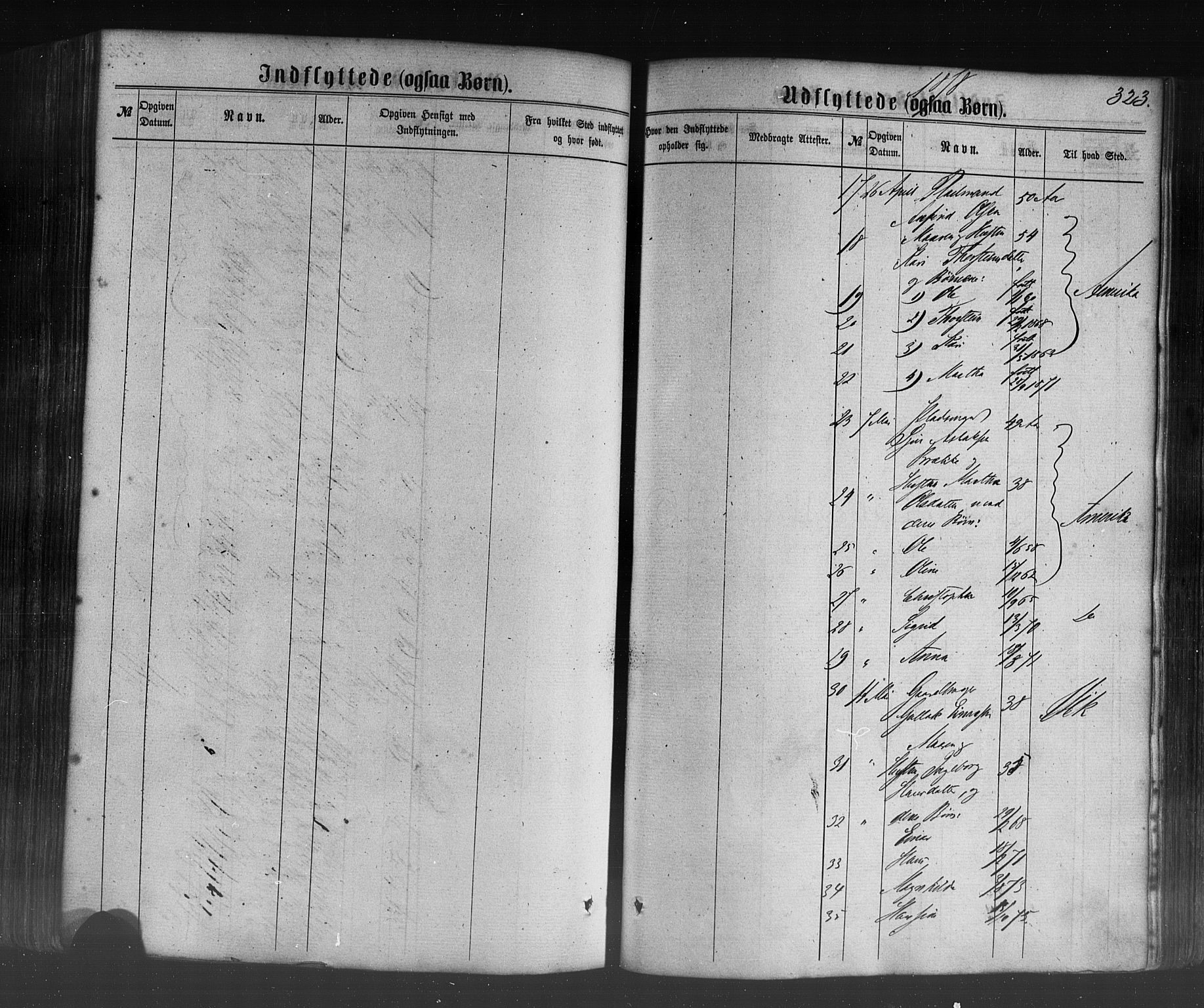 Lavik sokneprestembete, SAB/A-80901: Parish register (official) no. A 4, 1864-1881, p. 323