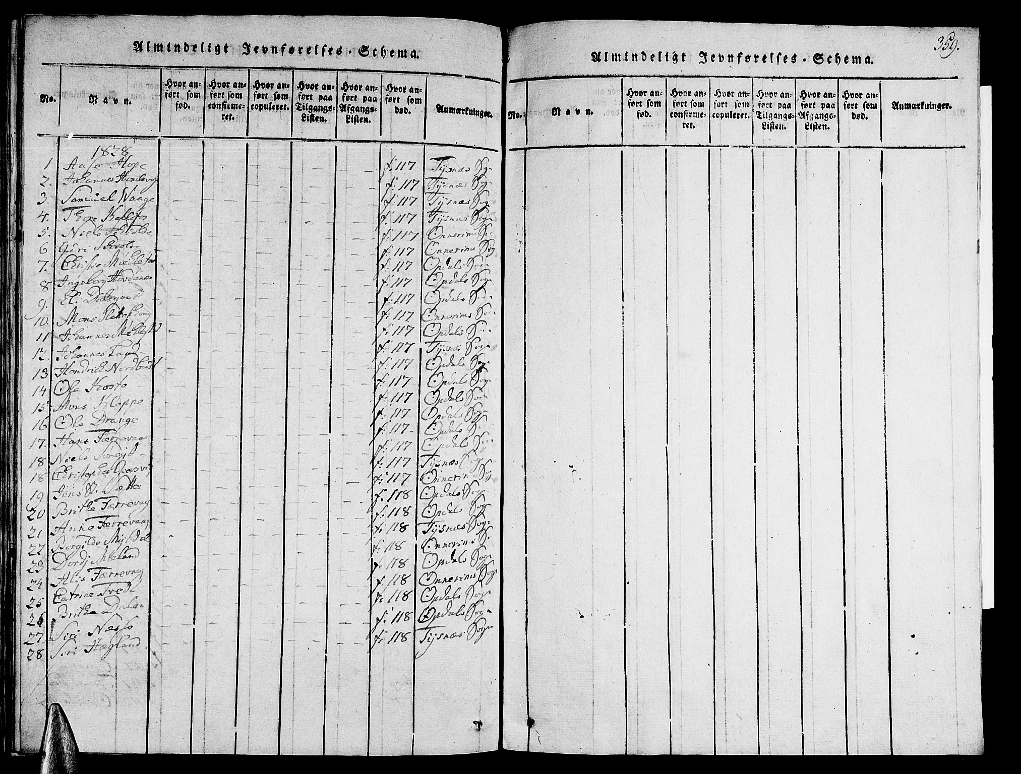 Tysnes sokneprestembete, SAB/A-78601/H/Hab: Parish register (copy) no. A 1, 1816-1828, p. 359