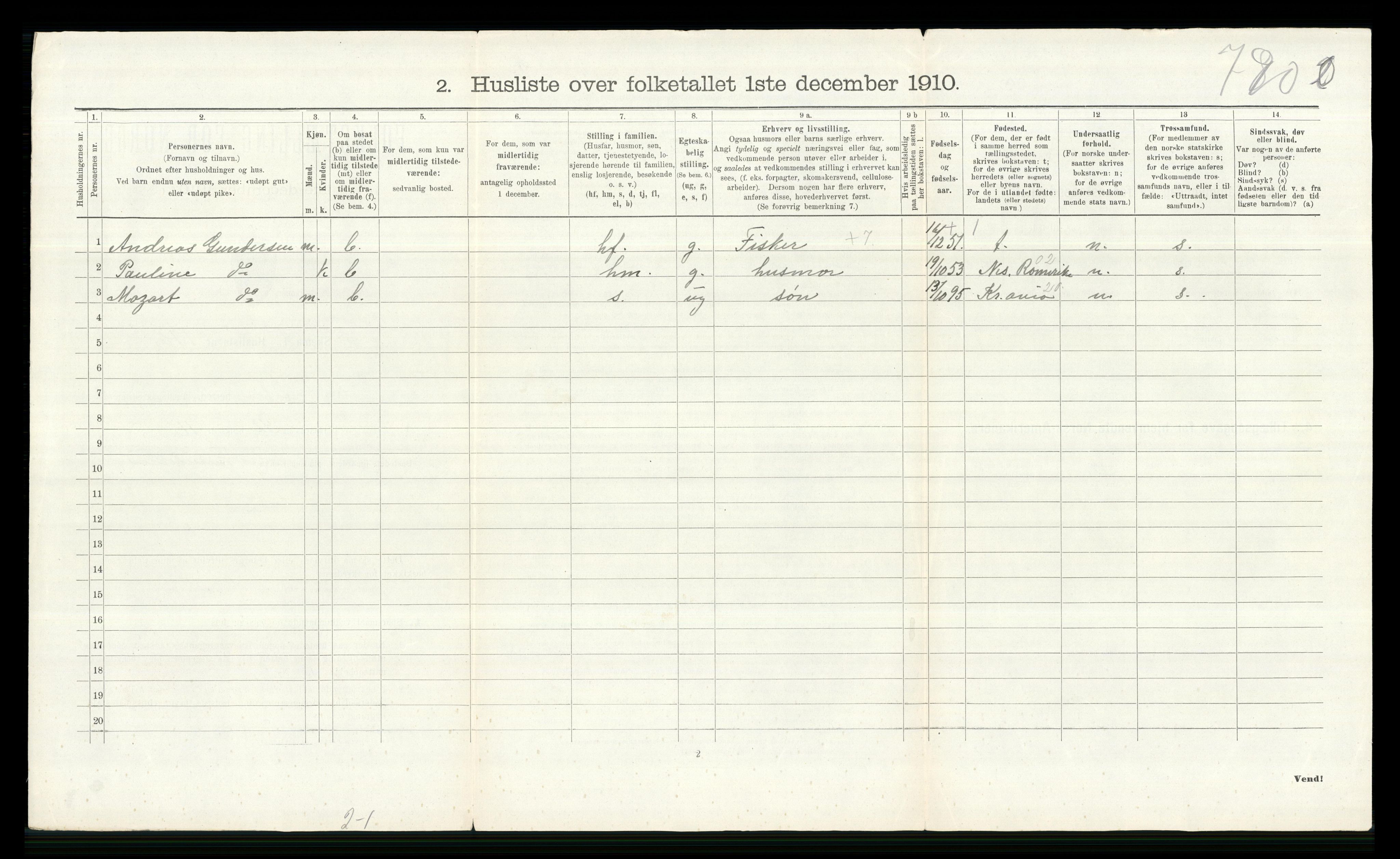 RA, 1910 census for Asker, 1910, p. 1185