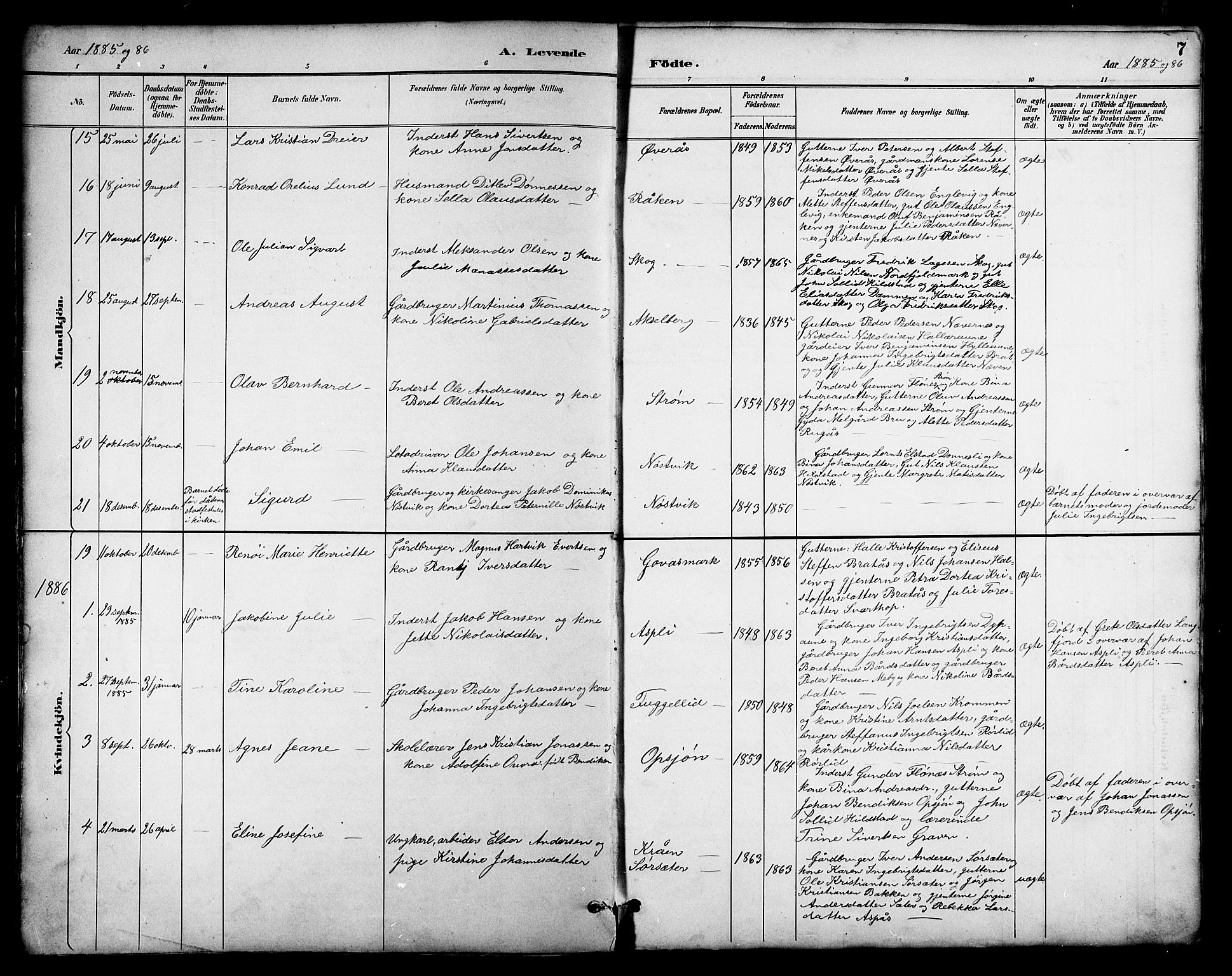 Ministerialprotokoller, klokkerbøker og fødselsregistre - Nordland, AV/SAT-A-1459/814/L0230: Parish register (copy) no. 814C03, 1884-1911, p. 7